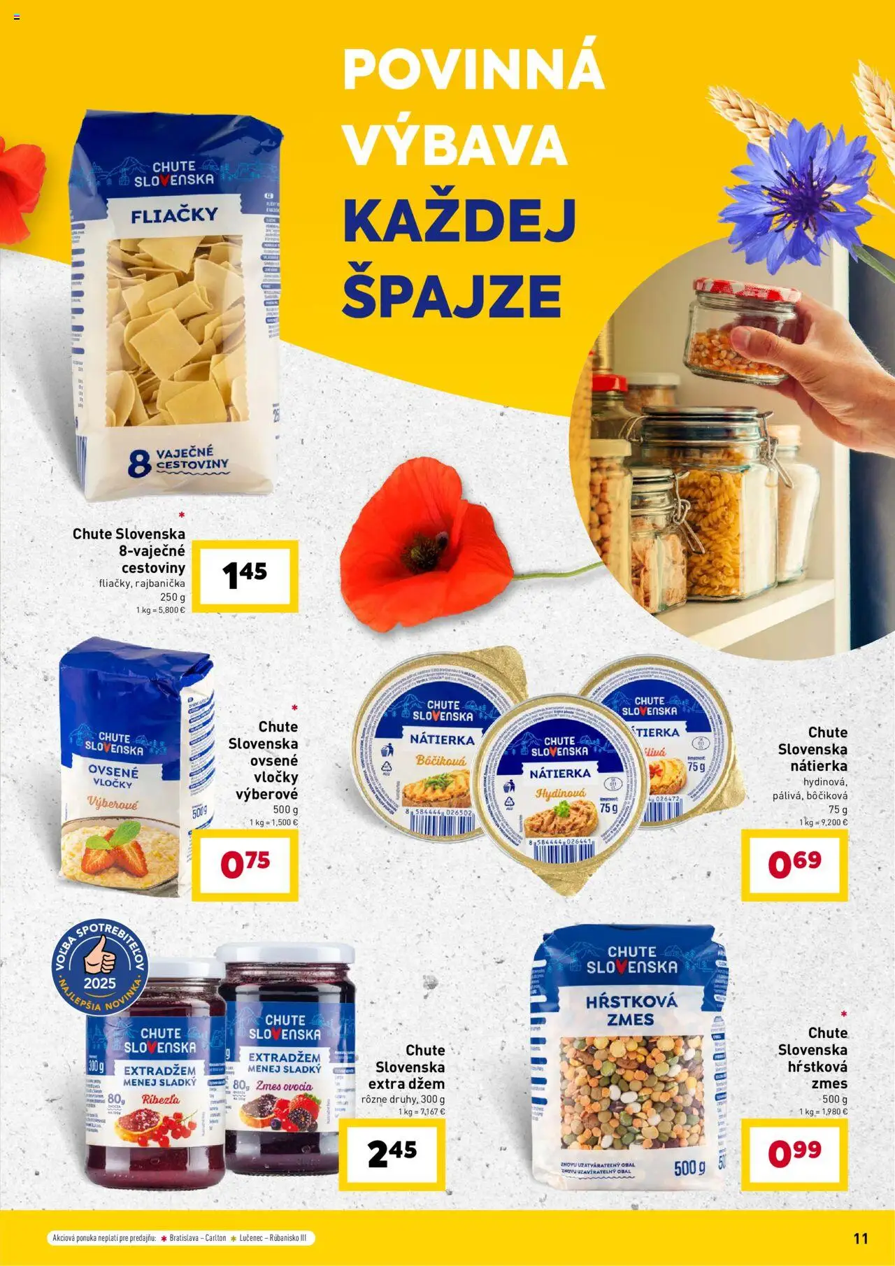 Billa chute Slovenska │ platný od 13.08.2025 | Strana: 11 | Produkty: Cestoviny, Vločky