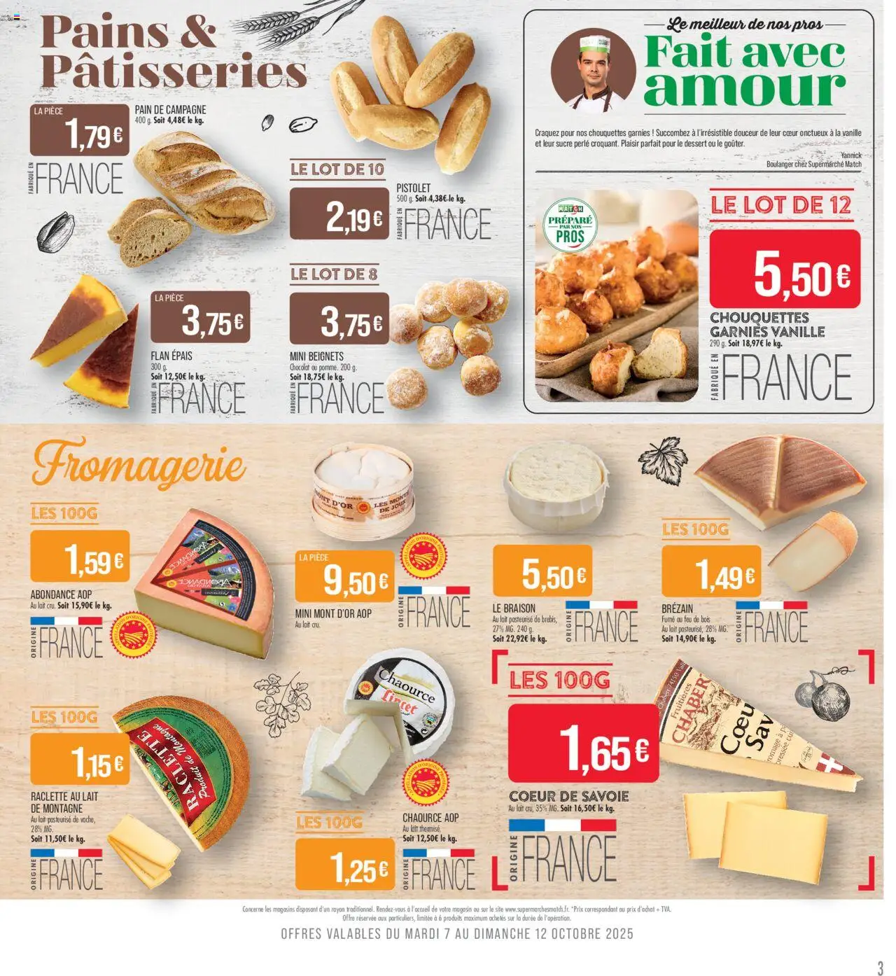 {H1} | Page: 3 | Produits: Sucre, Raclette, Pain, Thé