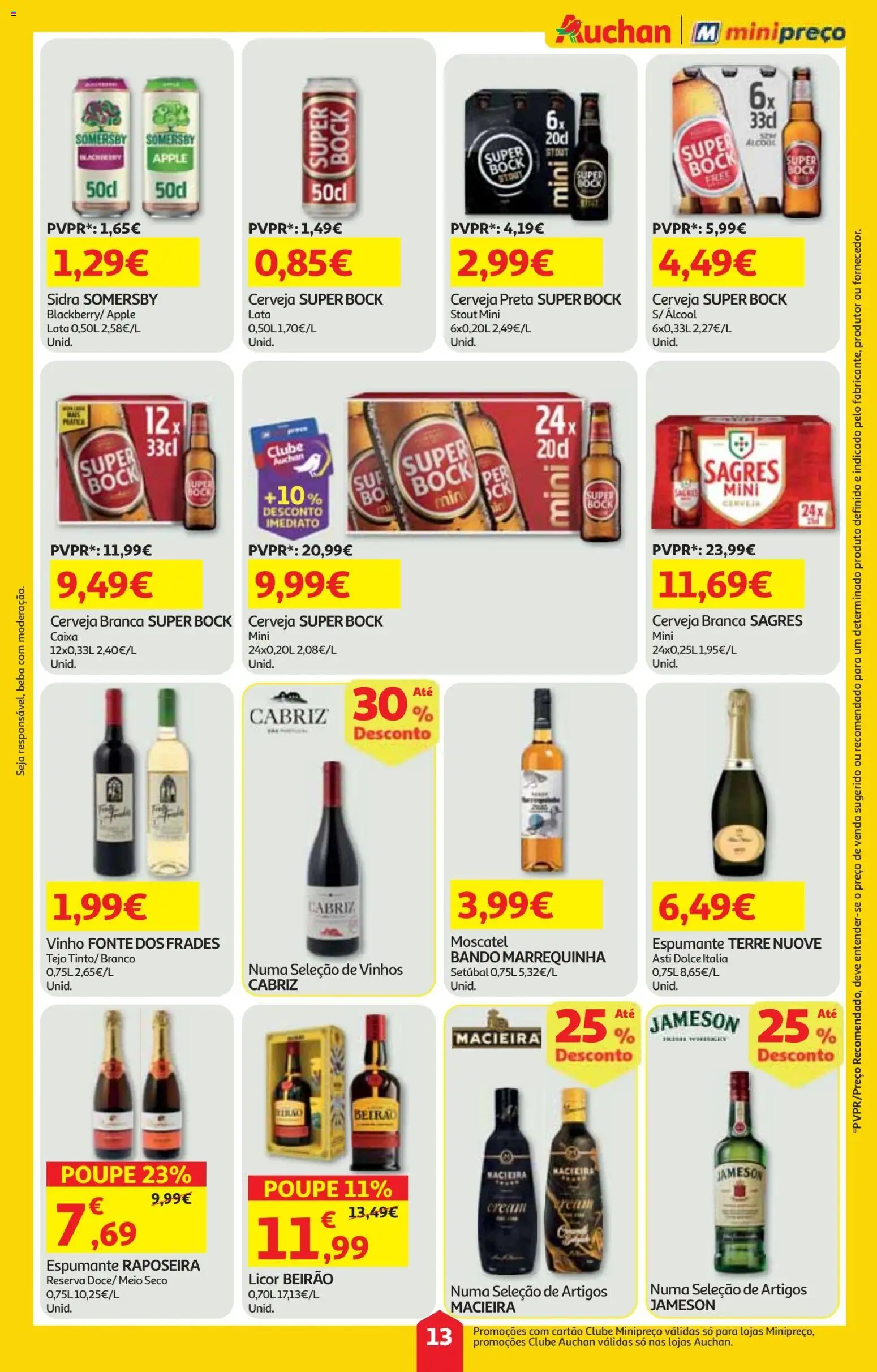 Minipreço folheto │ válido de 18.12.2025 | Página: 13 | Produtos: Espumante, Super bock, Licor, Cerveja