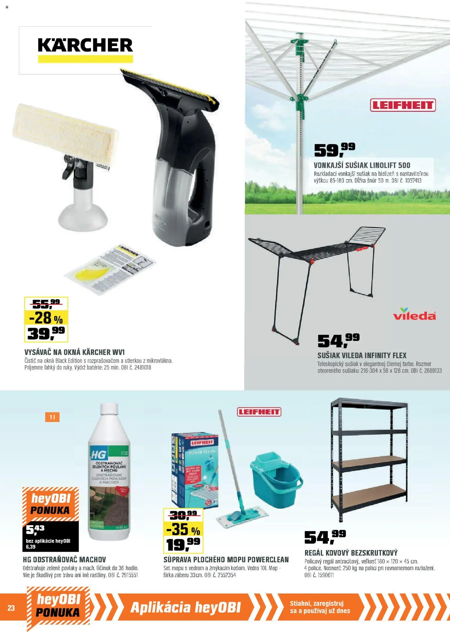 Nové OBI akcie – leták je platný od 01.04.2026 | Strana: 24 | Produkty: Regál, Policový regál, Vysávač