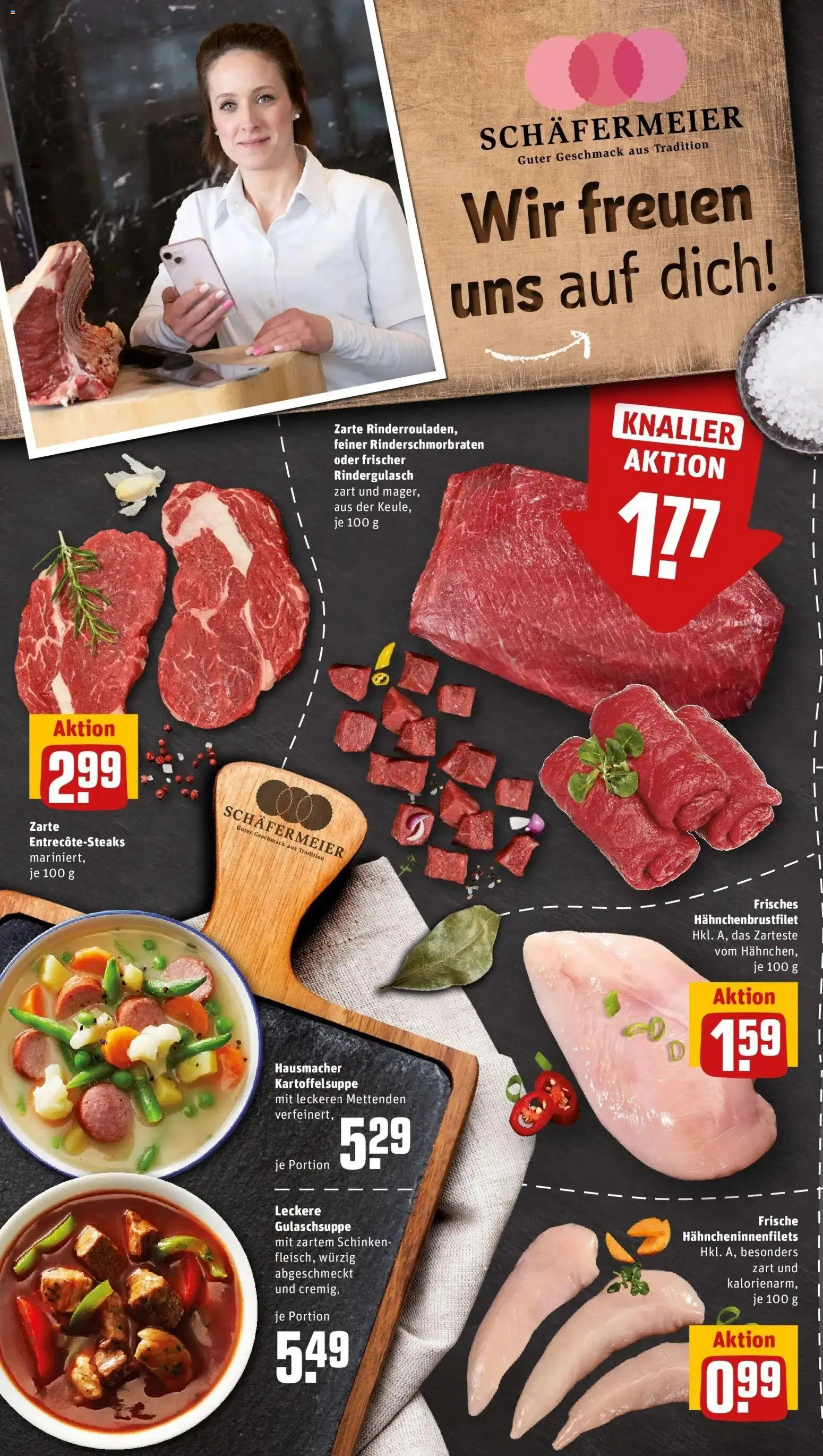 Rewe Prospekt Wadersloh	 – gültig ab 15.03.2026 | Seite: 6 | Produkte: Rinderrouladen, Rindergulasch, Schinken, Steak