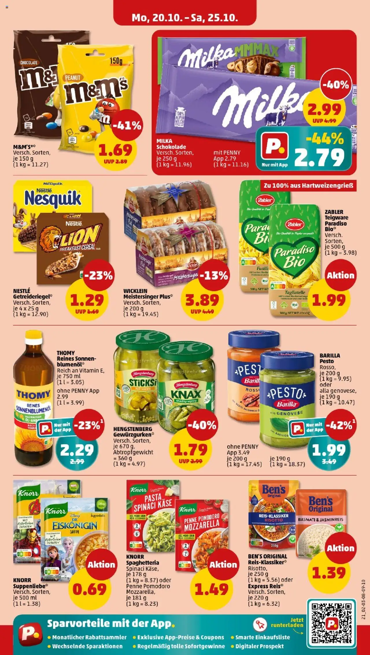Penny - Niedersachsen – gültig ab 20.10.2025 | Seite: 21 | Produkte: Käse, Knorr, Milka, Pasta