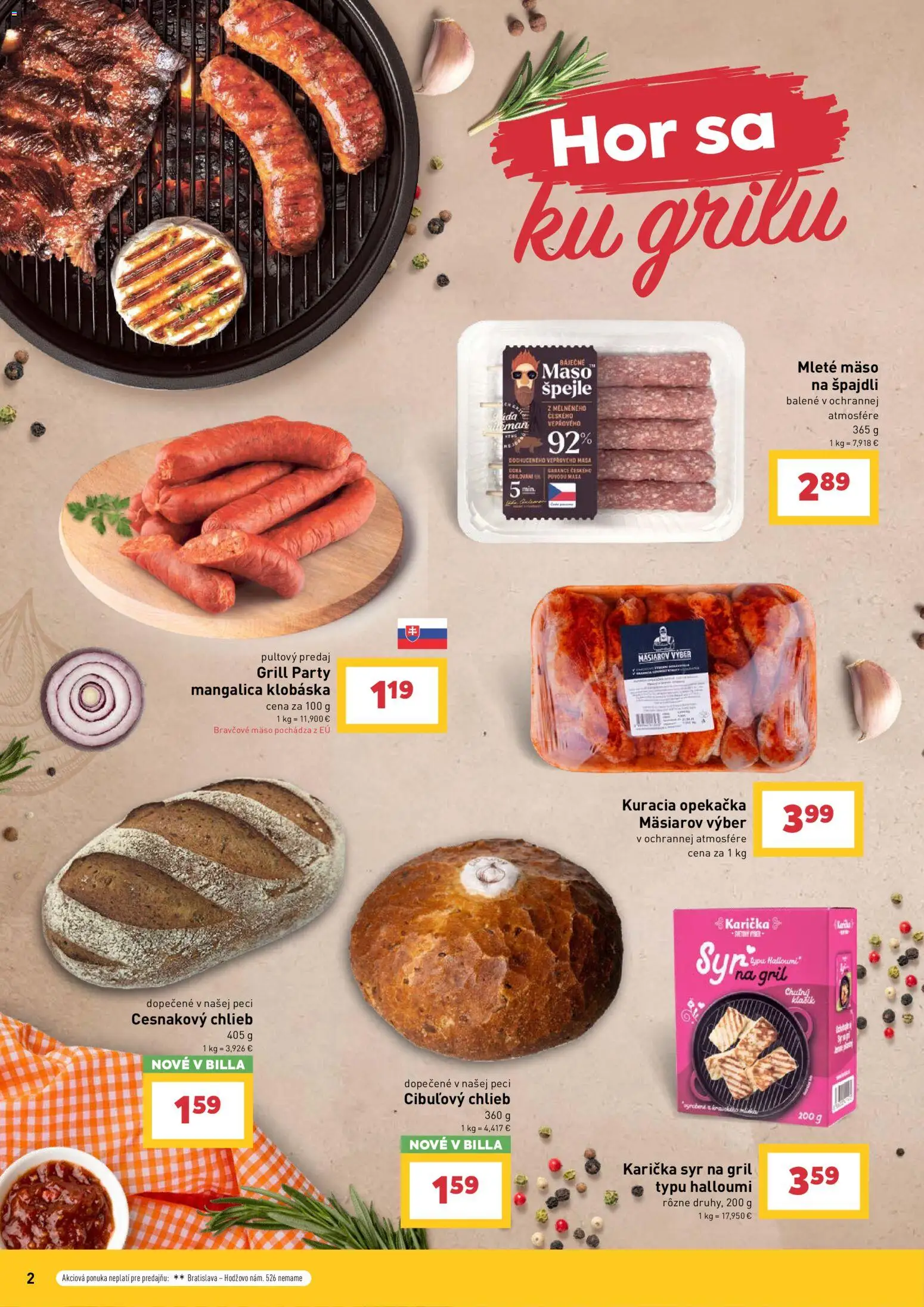 Nové Billa akcie – leták je platný od 29.04.2026 | Strana: 2 | Produkty: Gril, Syr, Bravčové mäso