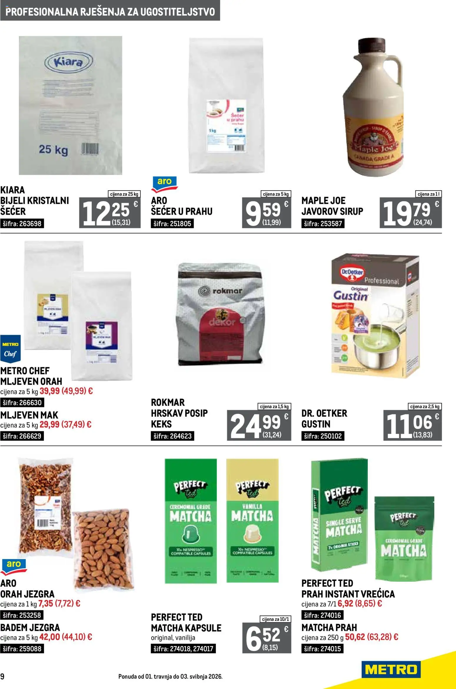 Metro katalog | vrijedi od 01.04.2026 | Stranica: 9 | Proizvodi: Keks, Badem, Šećer u prahu, Mak