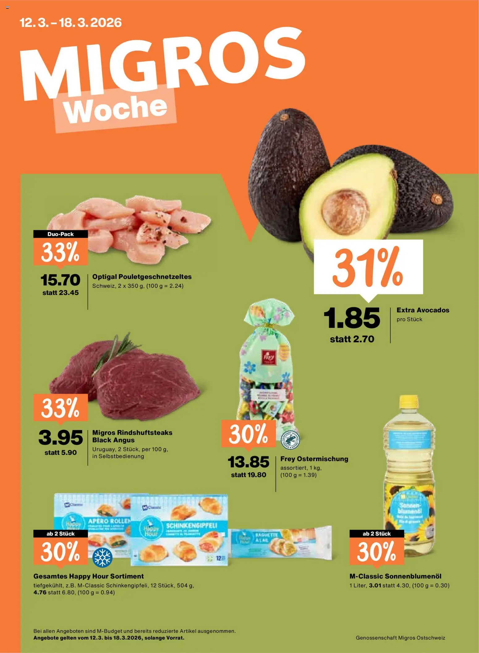 Migros aktionen – gültig ab 12.03.2026 | Seite: 1 | Produkte: Avocado