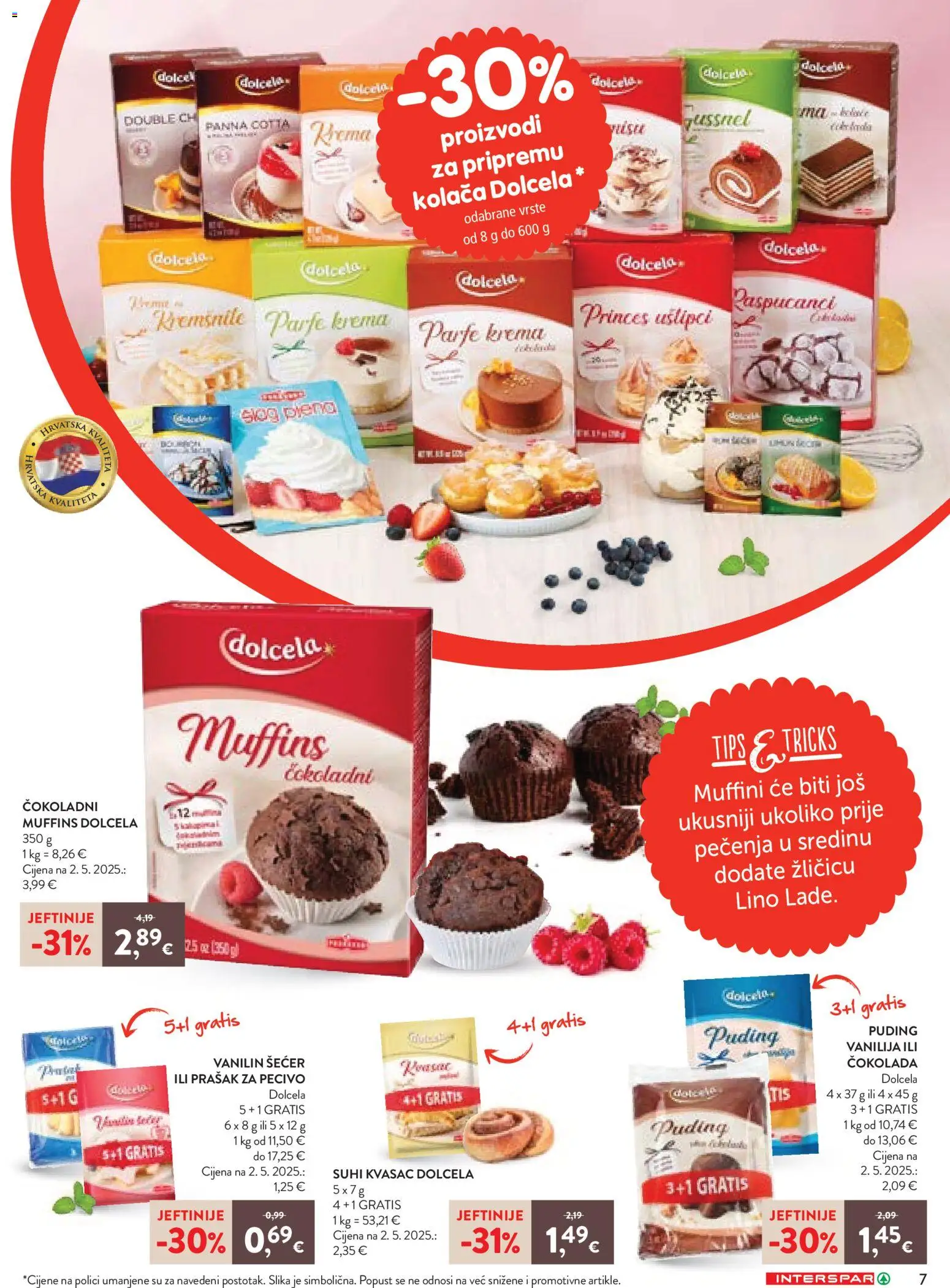 Interspar katalog | vrijedi od 12.03.2026 | Stranica: 7 | Proizvodi: Prašak za pecivo, Čokolada, Pecivo, Kvasac