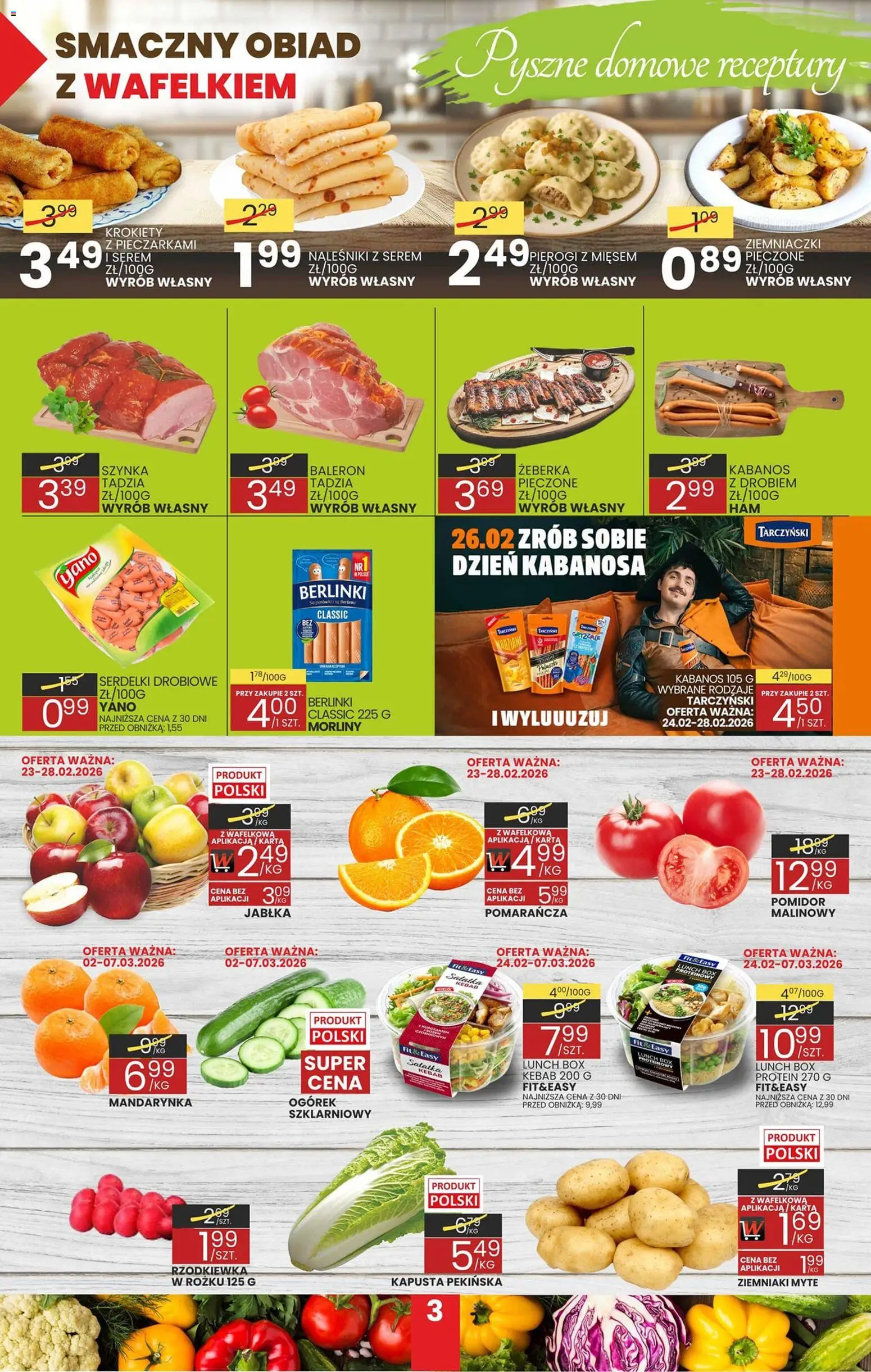 Wafelek Gazetka od 23.02.2026 | Strona: 3 | Produkty: Kapusta, Karta, Szynka, Sałatka