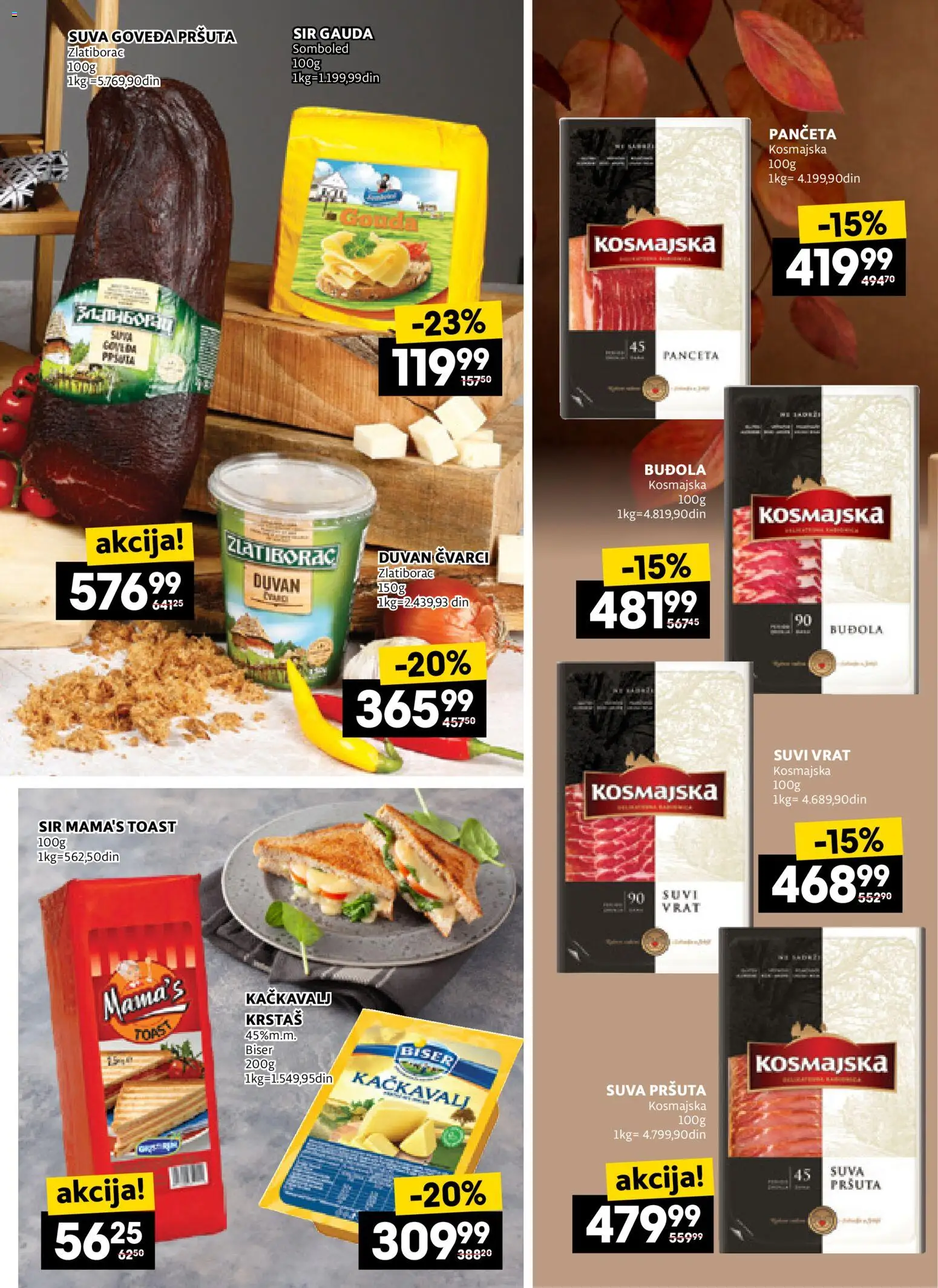 Idea katalog - važi od 23.10.2025 | Strana: 5 | Proizvode: Panceta, Čvarci, Sir, Kačkavalj