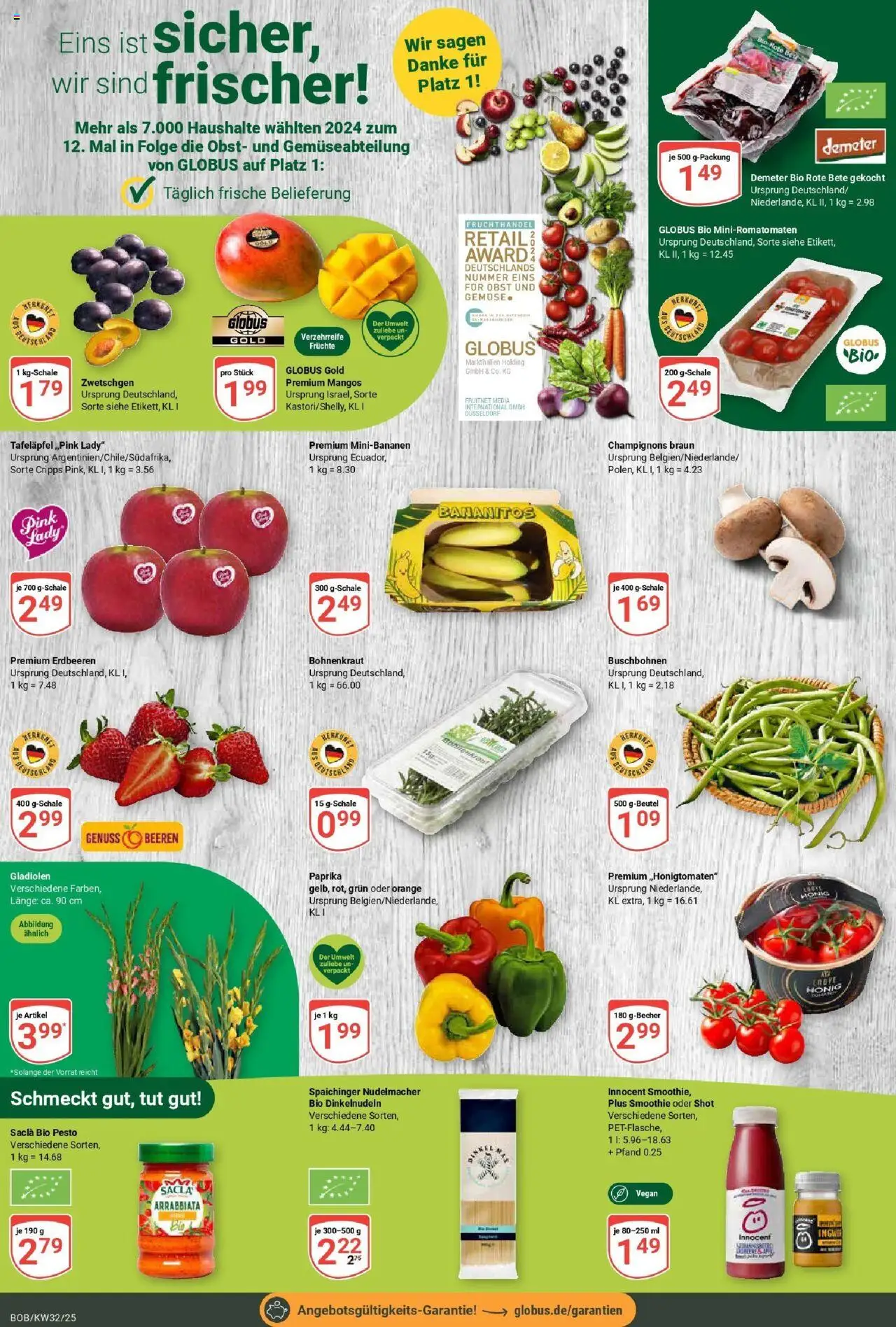 Globus prospekt Bobenheim-Roxheim	 - gültig ab dem 03.08.2025 | Seite: 4 | Produkte: Zwetschgen, Champignons, Gemüse, Erdbeeren