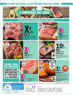 E.Leclerc - Prévisualisation de PORC : ESCALOPE DE JAMBON(1), Caissette de 4 pièces minimum. valide à partir de 24.03.2026 | Page: 4 | Produits: Volaille, Veau roti, Viande, Porc