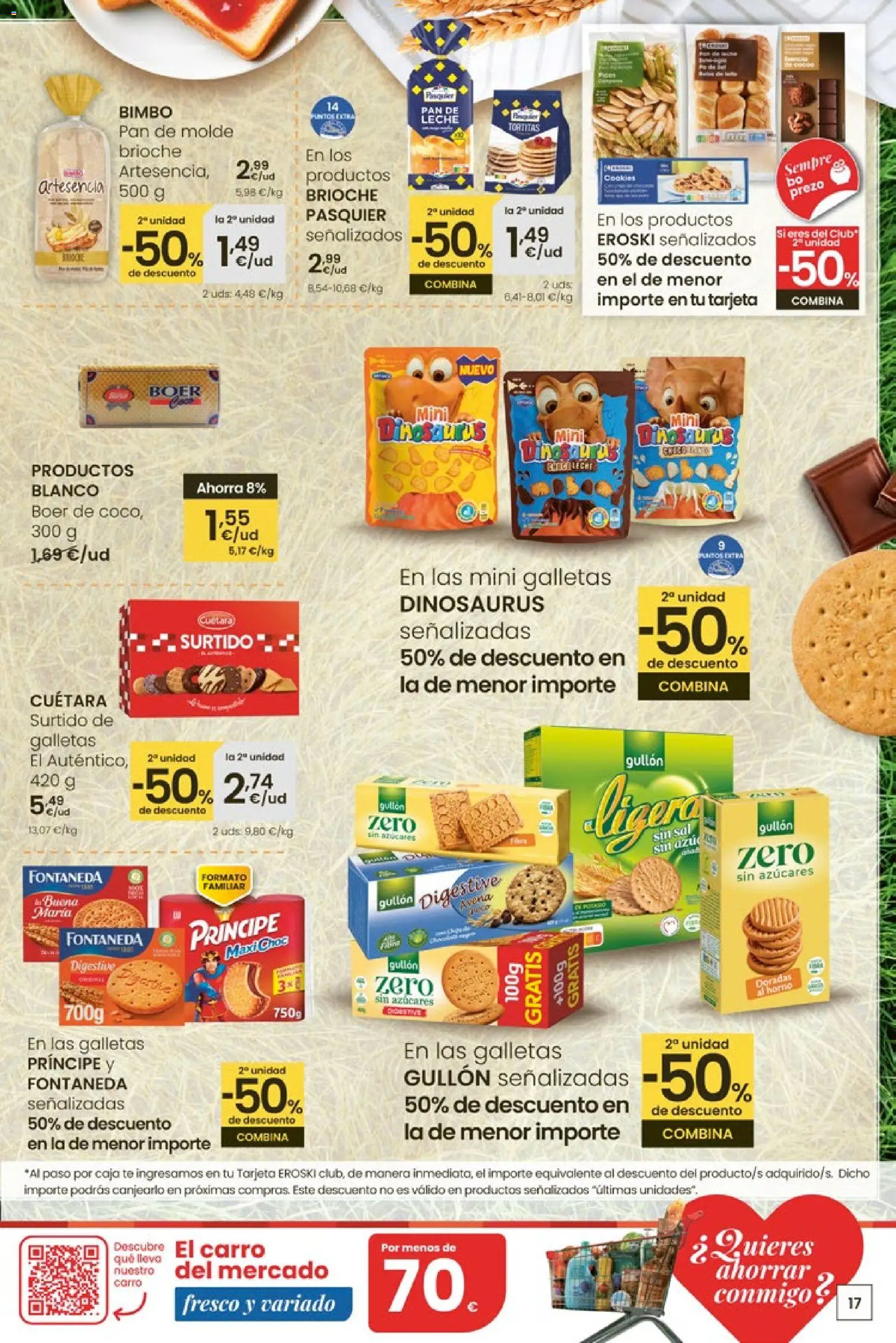 Eroski Quieres ahorrar conmigo │ válido desde el 16.04.2026 | Página: 17 | Productos: Pan, Galletas, Pan de molde, Horno
