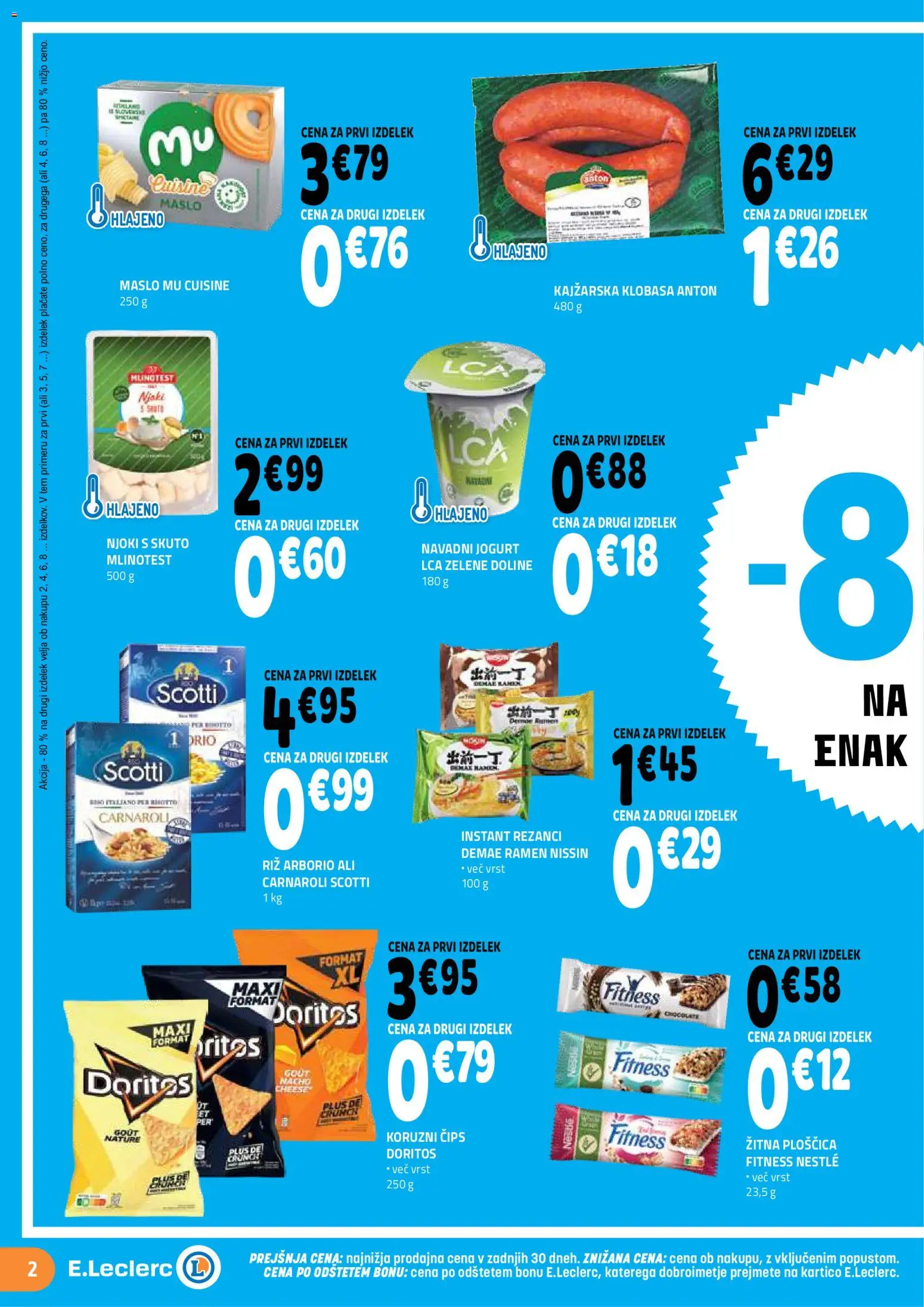 Novi E.leclerc katalog ponudbe – veljaven od 29.04.2026 | Stran: 2 | Izdelki: Rezanci, Jogurt, Njoki, Cips