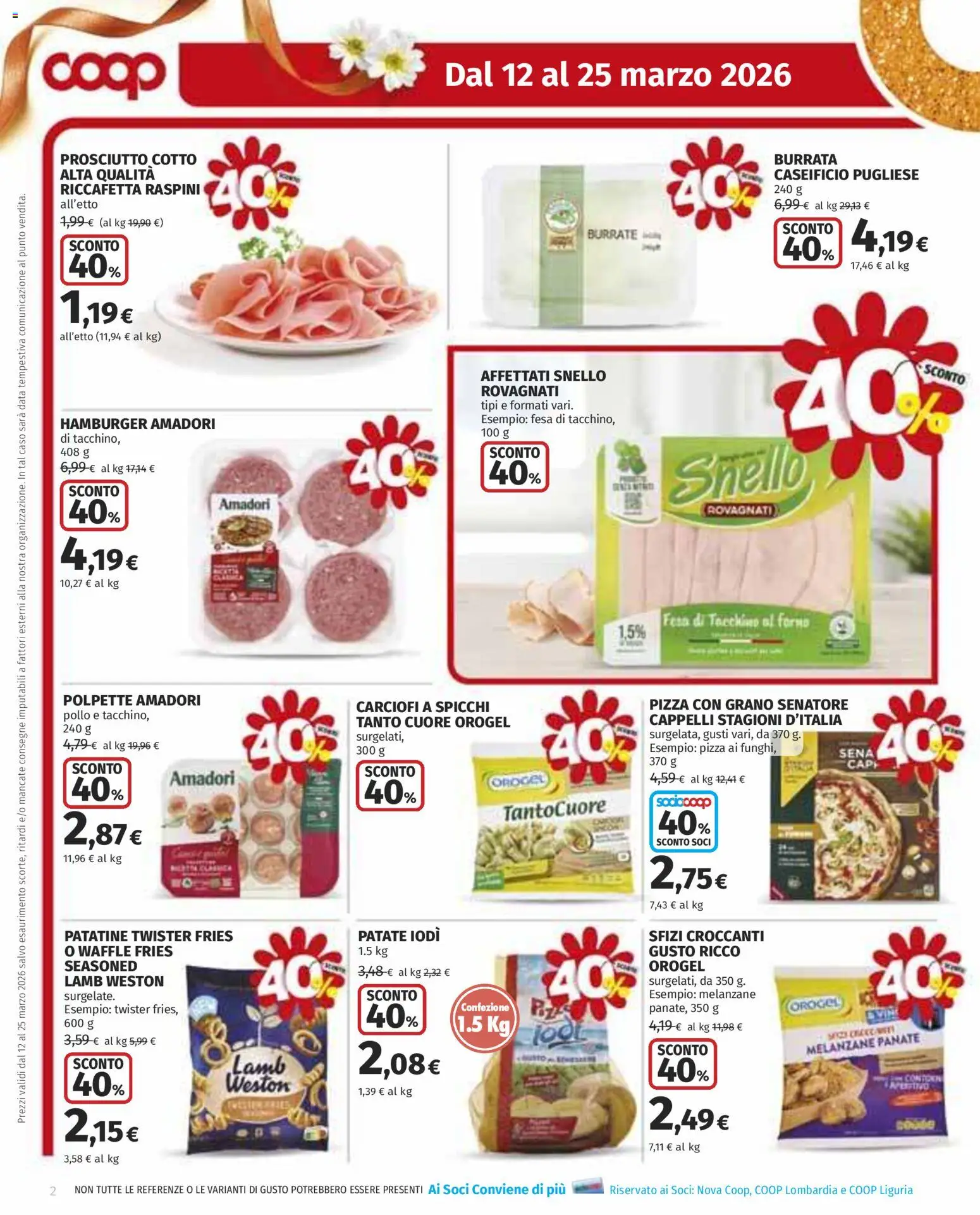 Volantino COOP del 12.03.2026 | Pagina: 2 | Prodotti: Prosciutto, Carciofi, Melanzane, Burrata