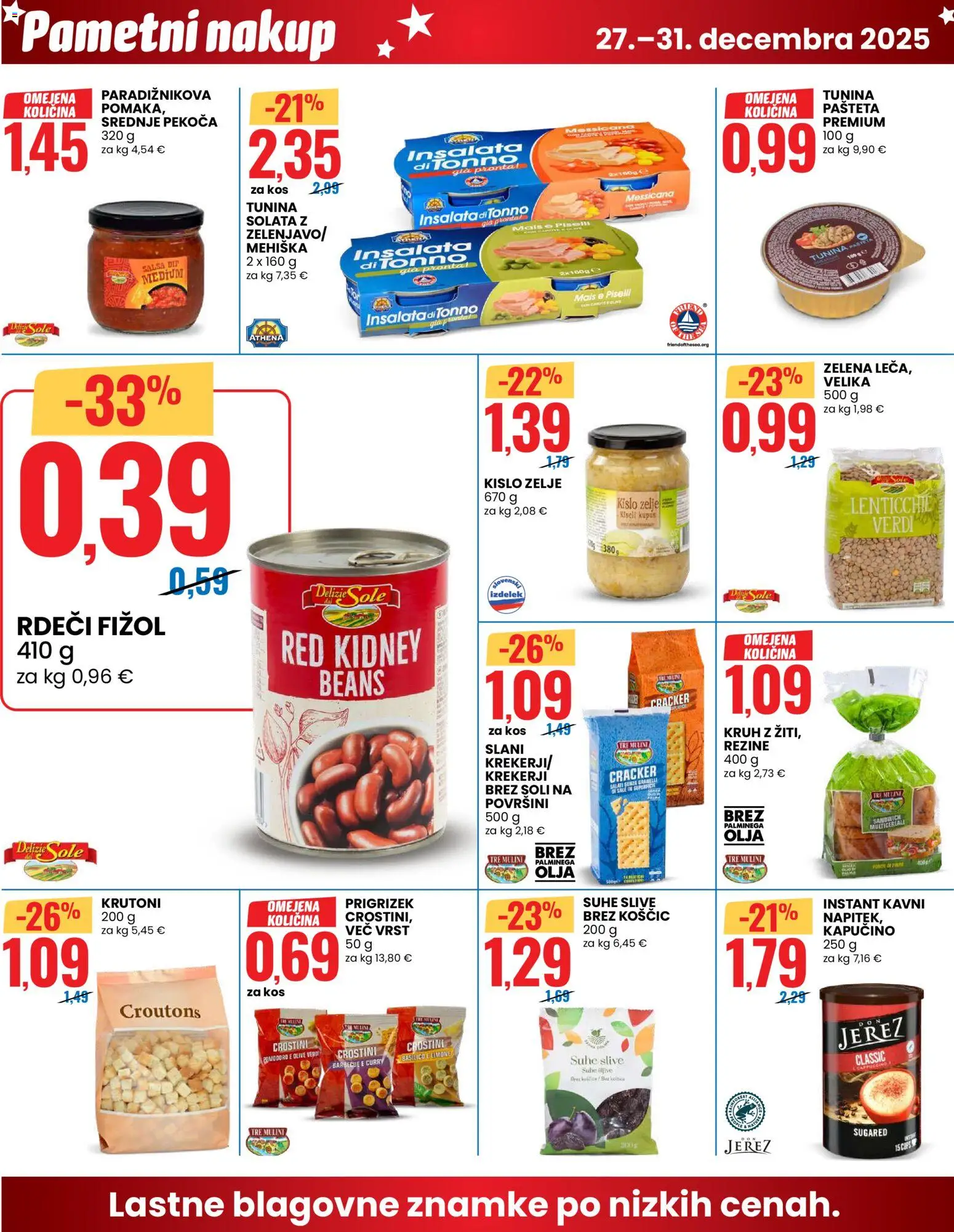 Novi Eurospin katalog ponudbe – veljaven od 27.12.2025 | Stran: 8 | Izdelki: Tuna, Kos, Kruh, Zelje