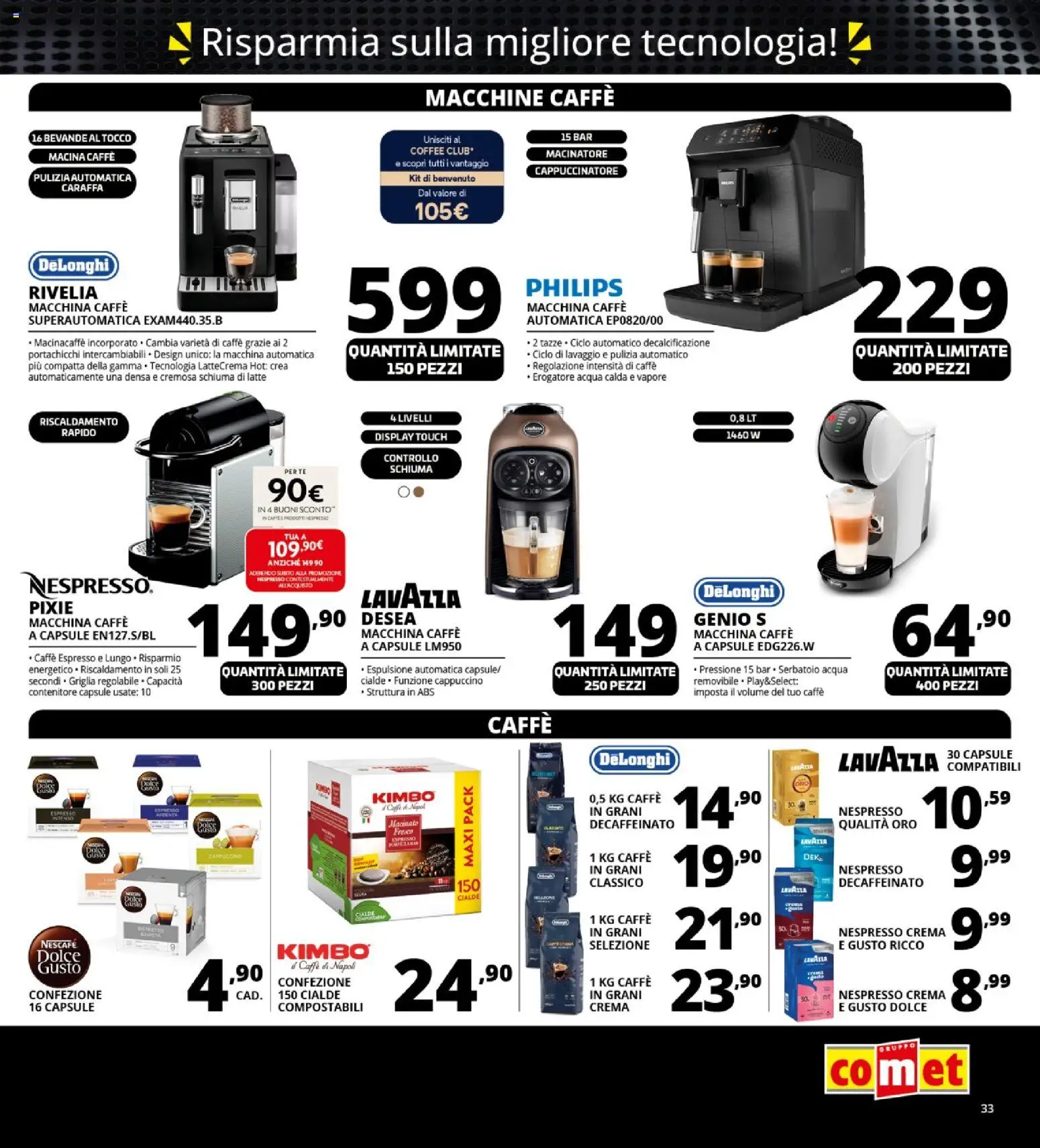 Volantino Comet del 13.11.2025 | Pagina: 33 | Prodotti: Caraffa, Contenitore, Caffè in grani, Griglia