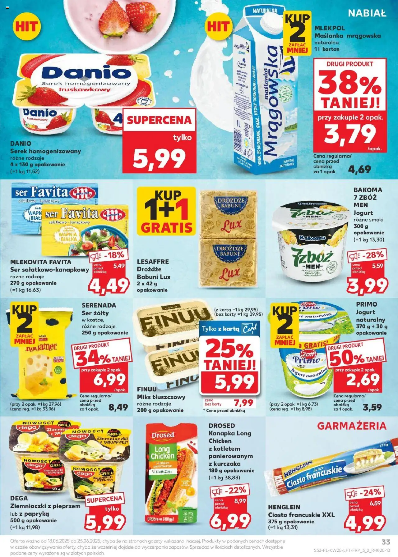 Kaufland gazetka od 18.06.2025 | Strona: 33 | Produkty: Karta, Ciasto francuskie, Ciasto, Jogurt naturalny