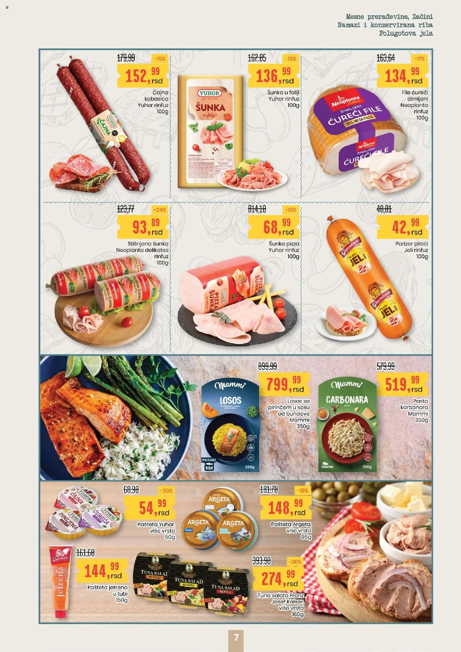 Aroma Market katalog - važi od 19.02.2026 | Strana: 7 | Proizvode: Parizer, Losos, Ćureći file, Kobasica