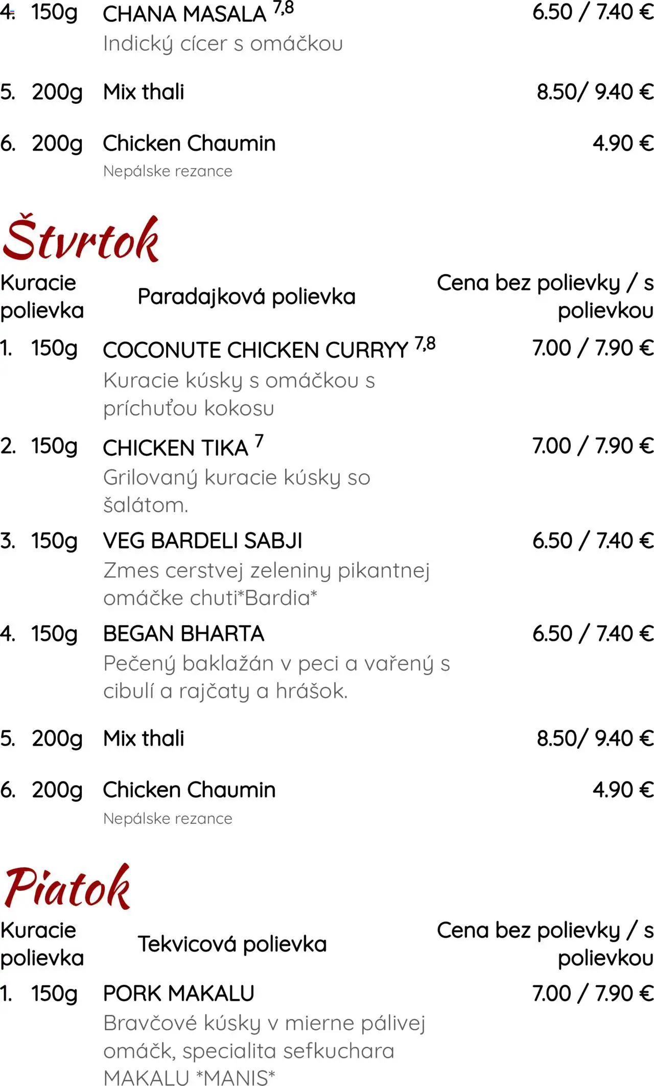 Makalu Trade s.r.o. - Makalu menu 7.4.-11.4.25 │ platný od 09.04.2025 | Strana: 3 | Produkty: Rezance, Omáčka