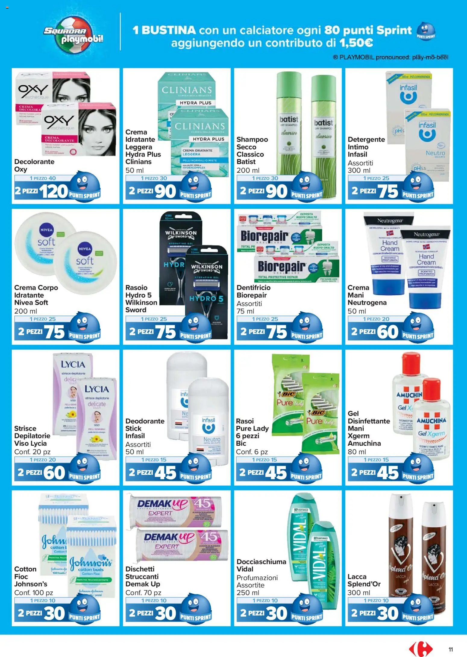 Volantino Carrefour del 17.11.2025 | Pagina: 11 | Prodotti: Shampoo, Crema, Dentifricio, Detergente