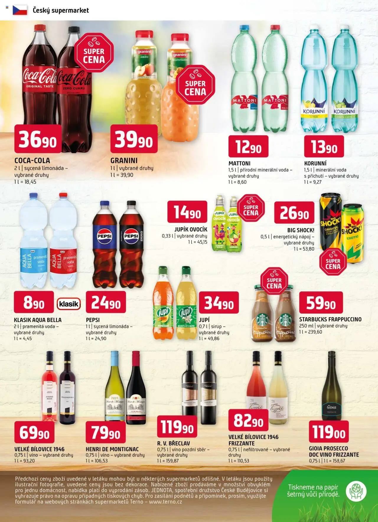 Terno leták - Český Krumlov, Jihlava, Prachatice, Strakonice, Tábor, Zlín od 20.08.2025 | Strana: 12 | Produkty: Starbucks, Energetický nápoj, Granini, Big Shock