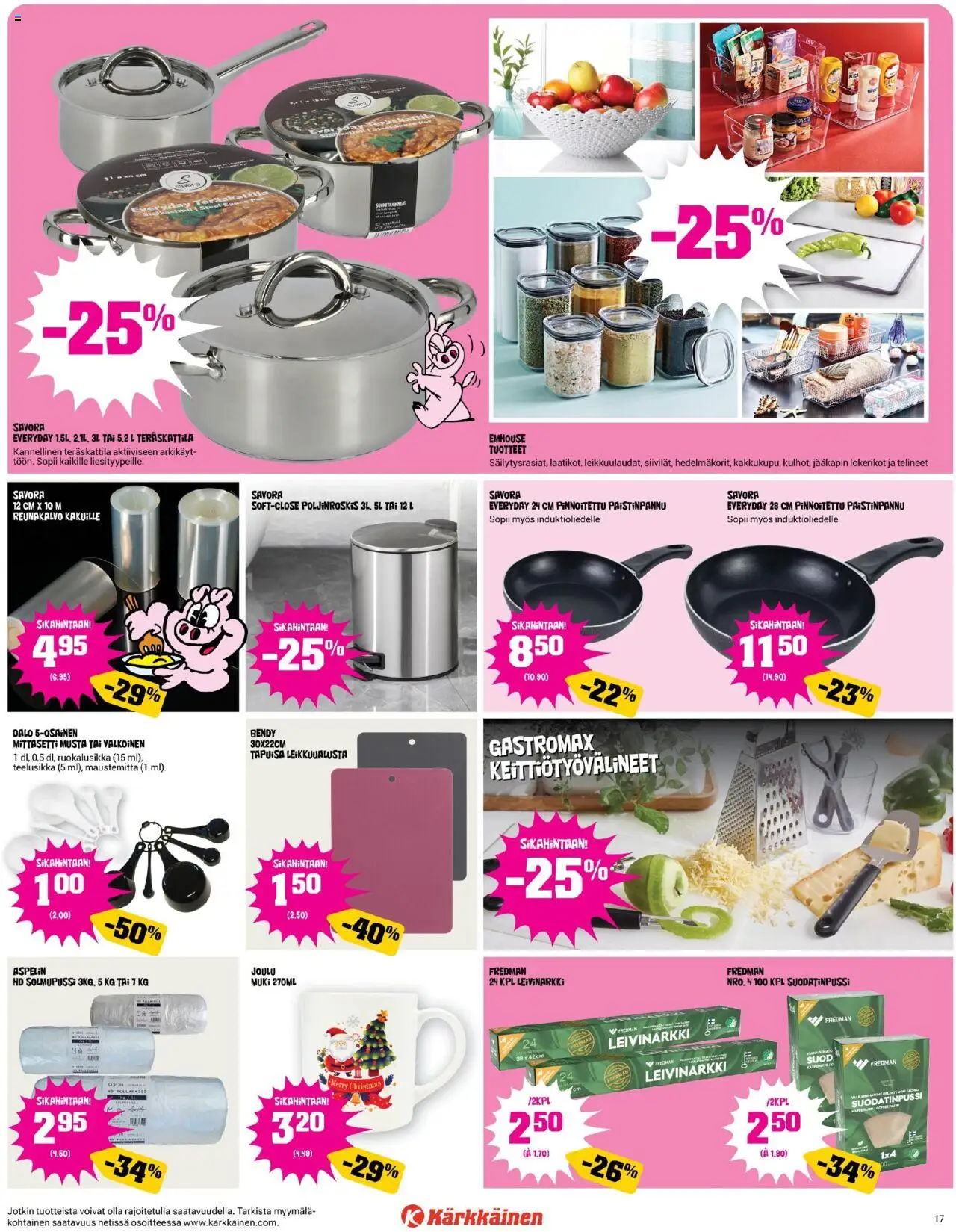 Kärkkäinen tarjoukset – voimassa 01.10.2025 alkaen | Sivu: 17 | Tuotteet: Ruokalusikka, Muki, Paistinpannu, Teelusikka