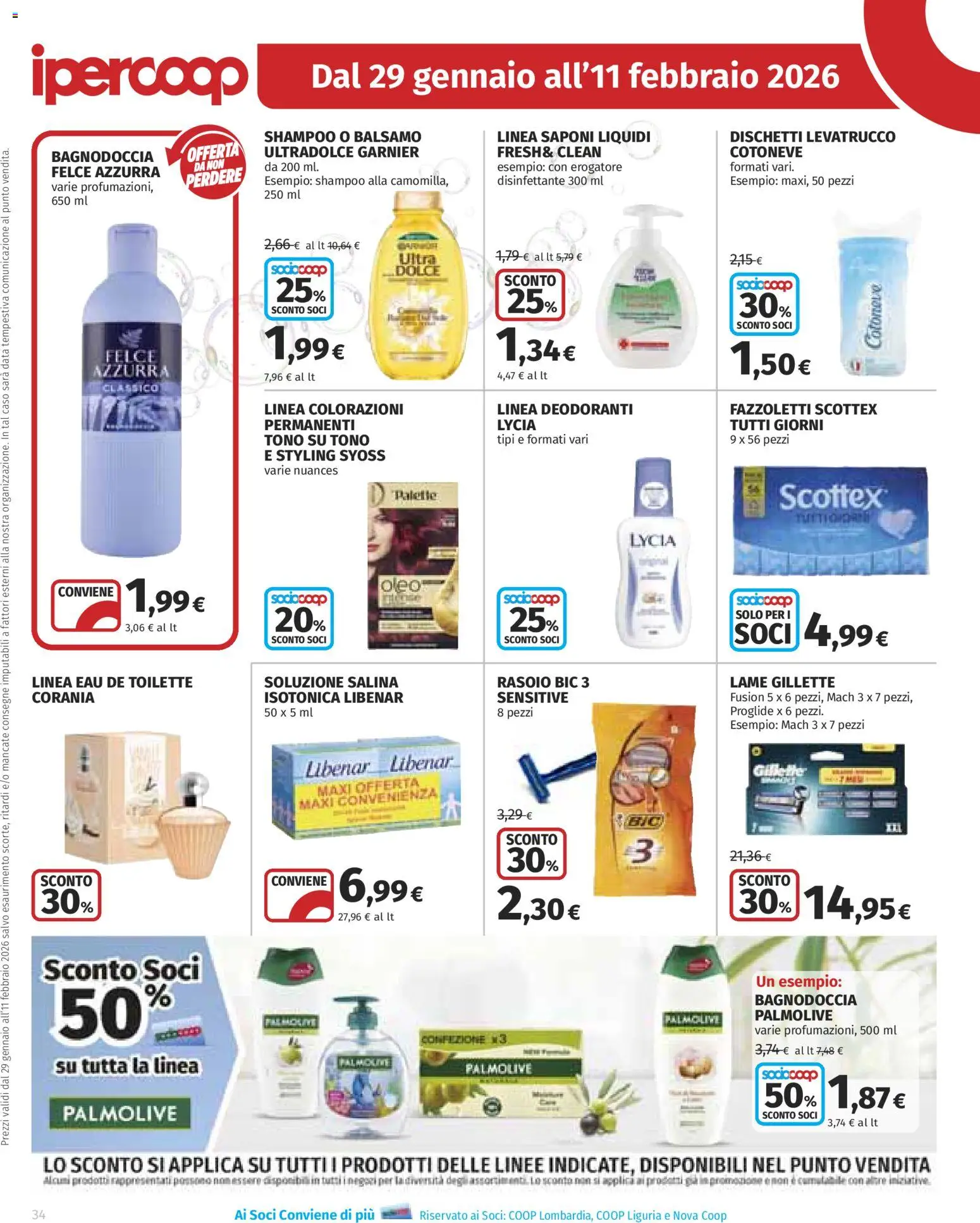 Volantino Ipercoop del 29.01.2026 | Pagina: 34 | Prodotti: Balsamo, Rasoio, Fazzoletti, Data