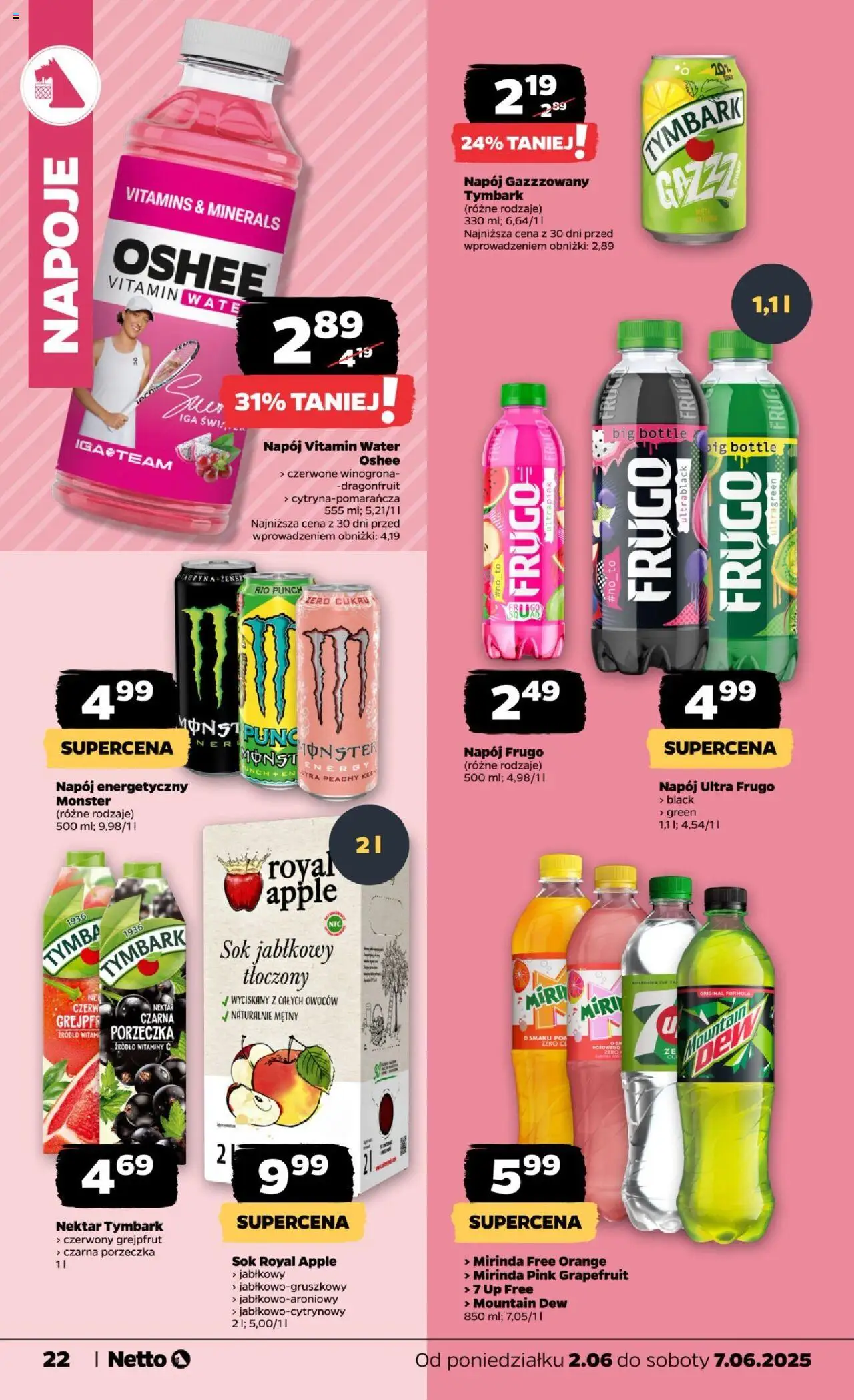 Netto gazetka - Spożywcza od 02.06.2025 | Strona: 22 | Produkty: Winogrona, Napoje, Sok, Grejpfrut