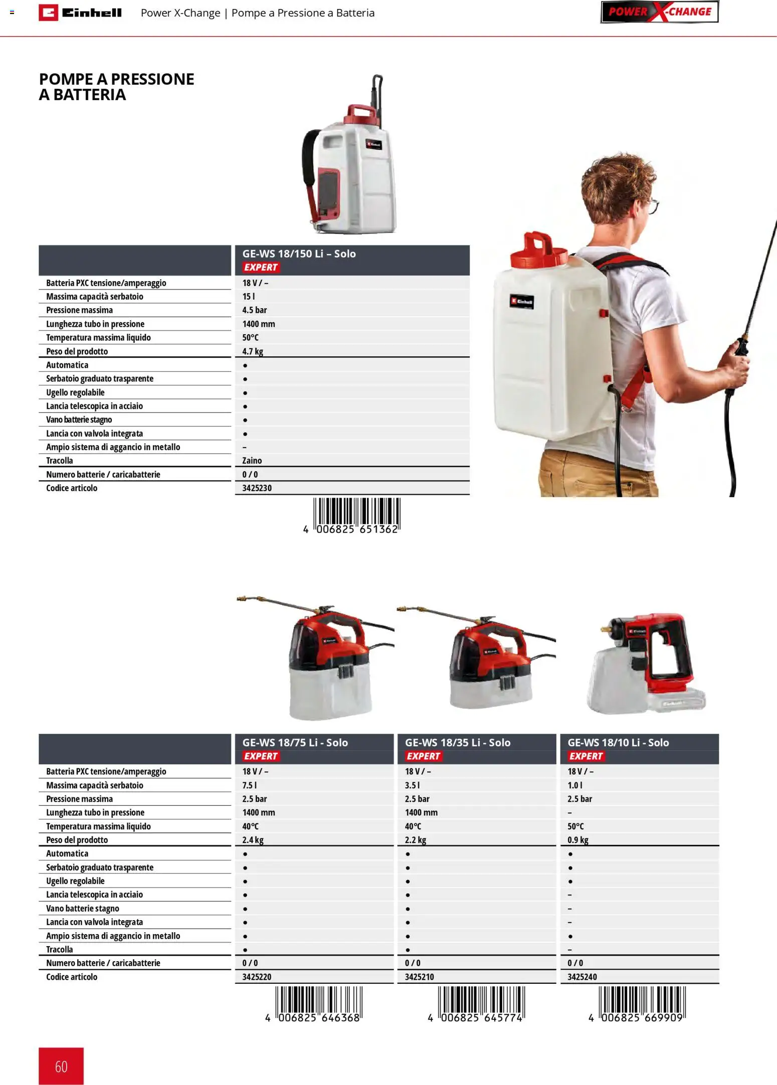 Volantino Einhell del 02.03.2026 | Pagina: 62 | Prodotti: Zaino, Tubo, Batteria, Batterie