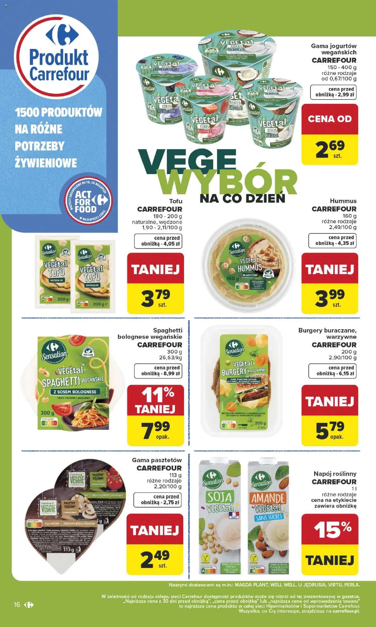 Carrefour Gazetka - Wybierz Jakość W Najlepszej Cenie od 19.01.2026 | Strona: 16 | Produkty: Tofu, Hummus, Soja
