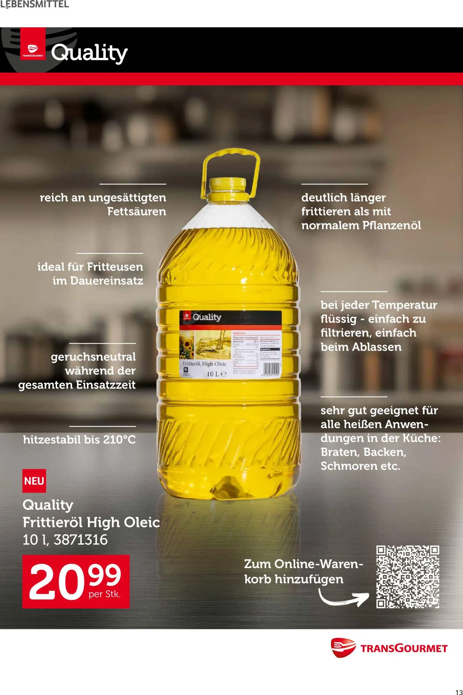 Transgourmet Flugblatt gültig ab 26.01.2026 | Seite: 13 | Produkte: Libacomb, Huile à frire, Korb