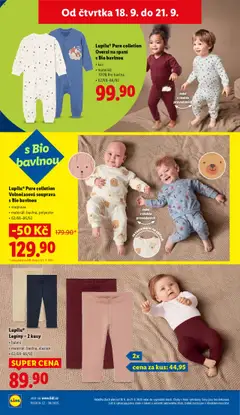 Lupilu® Pure colletion Overal na spaní s Bio bavlnou, kus, • materiál:, 100% Bio bavlna, • 62/68-86/92 od 18.09.2025 | Strana: 42 | Produkty: Overal, Legíny, Overal na spaní