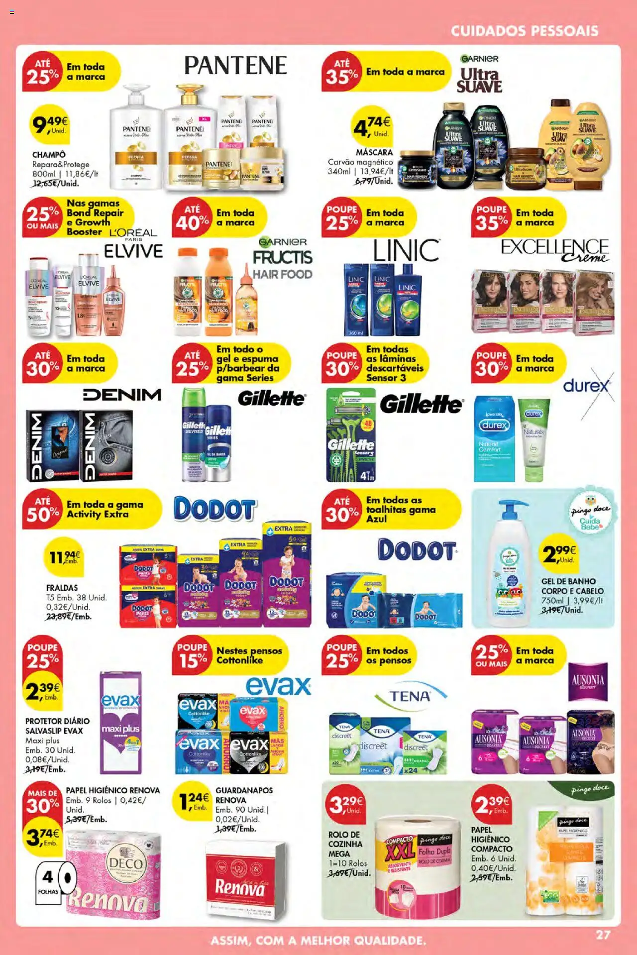 Pingo Doce Poupe Esta Semana Açores │ válido de 21.08.2025 | Página: 27 | Produtos: Papel higiénico, Fraldas dodot, Guardanapos, Shampoo