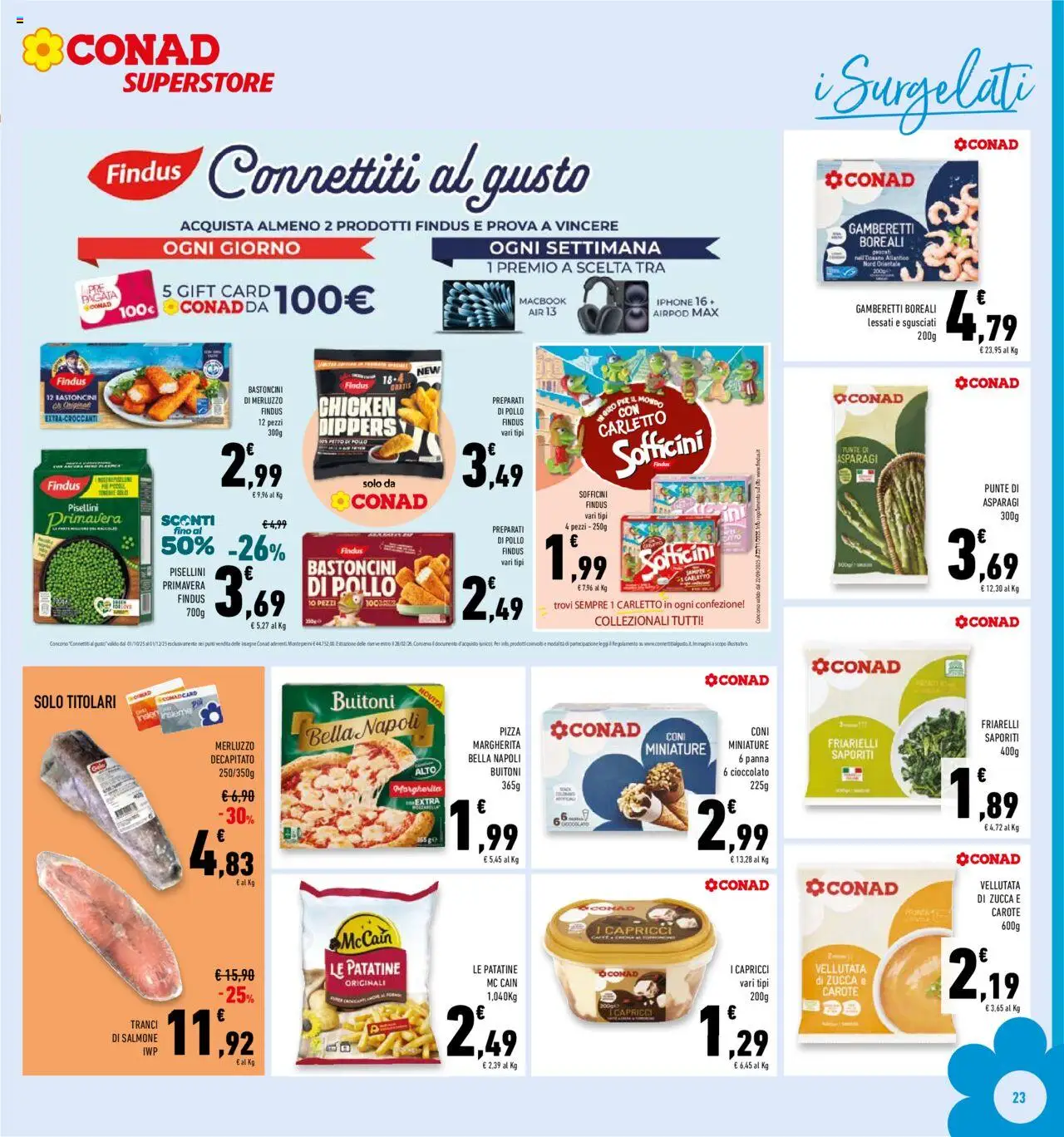 Volantino Conad del 22.10.2025 | Pagina: 23 | Prodotti: Pizza, Pollo, Panna, Gamberetti
