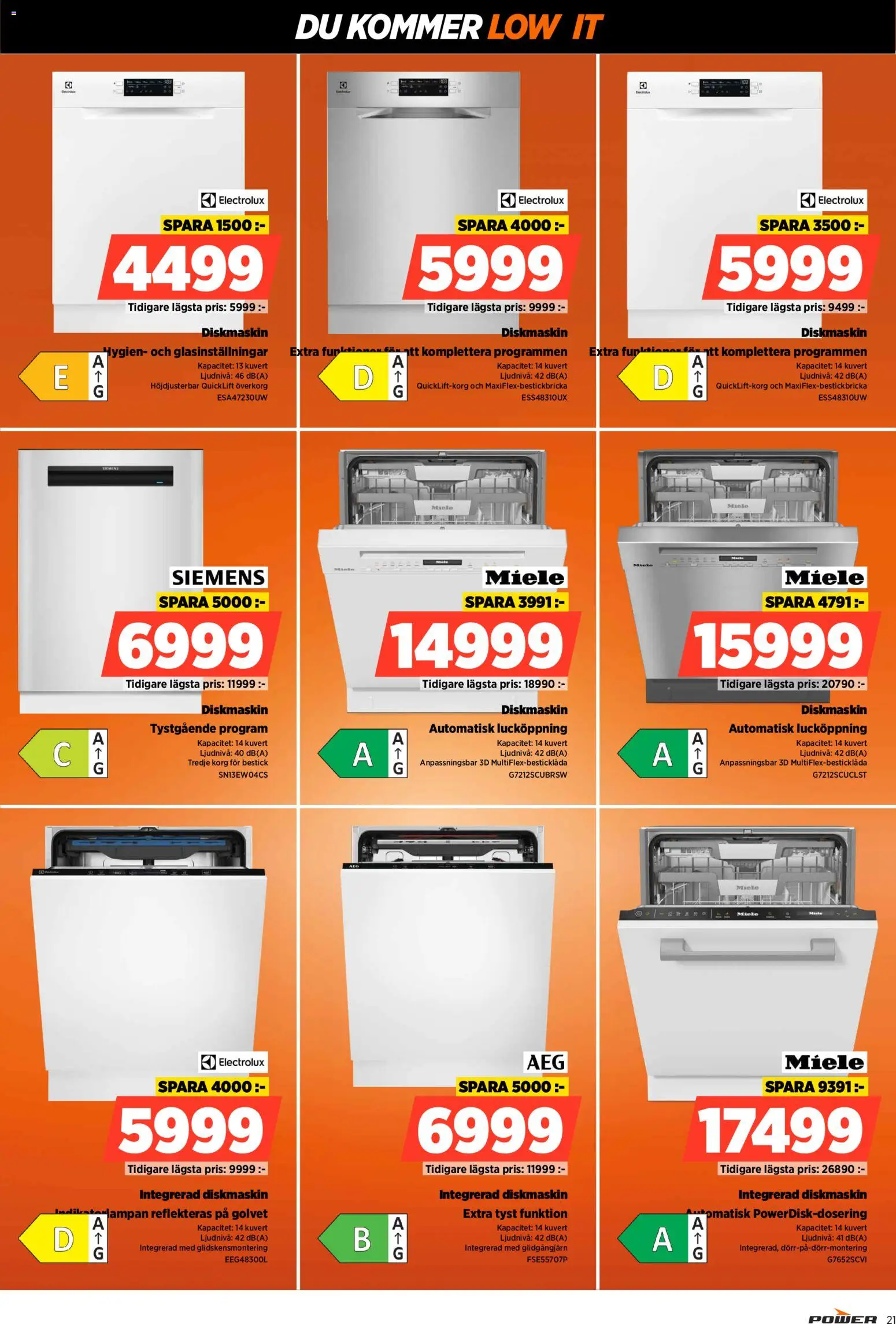 Power reklamblad aktuell från 10.11.2025 | Sida: 21 | Produkter: Diskmaskin, Korg, Kuvert