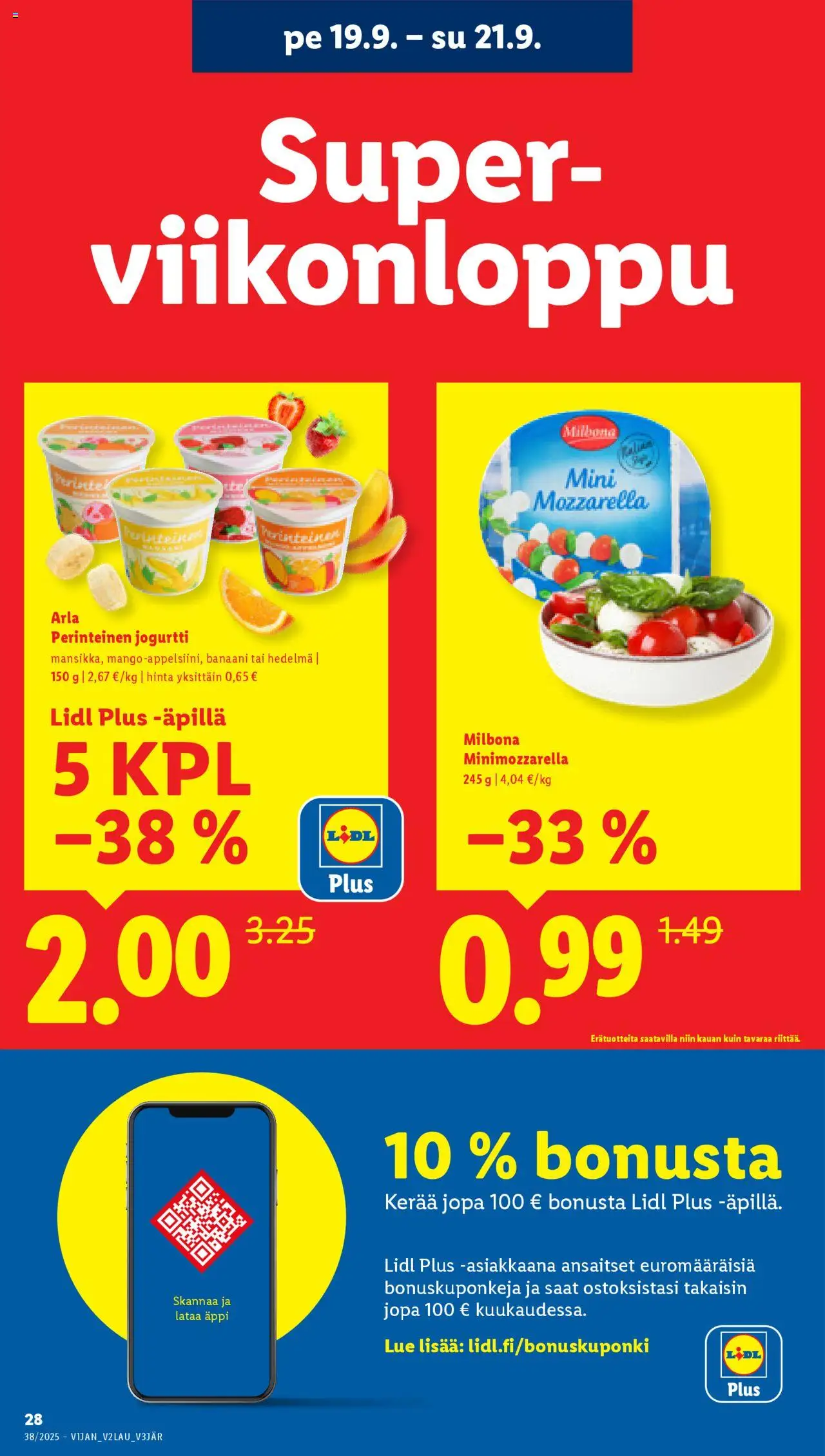 Lidl tarjoukset - Rovaniemi – voimassa 18.09.2025 alkaen | Sivu: 36 | Tuotteet: Mozzarella, Jogurtti
