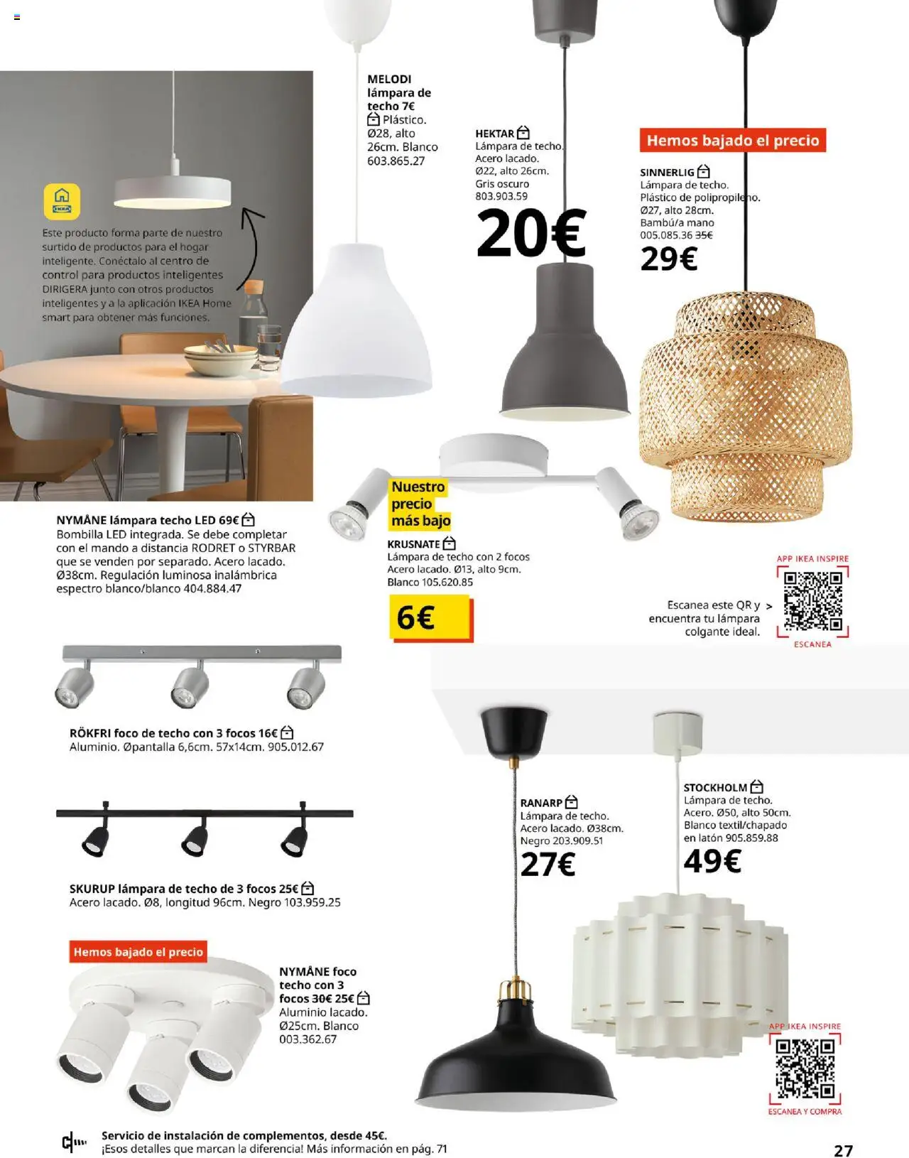 Catálogo IKEA Accesorios y decoración │ válido desde el 25.09.2025 | Página: 27 | Productos: Lámpara de techo, Bombilla, Lámpara