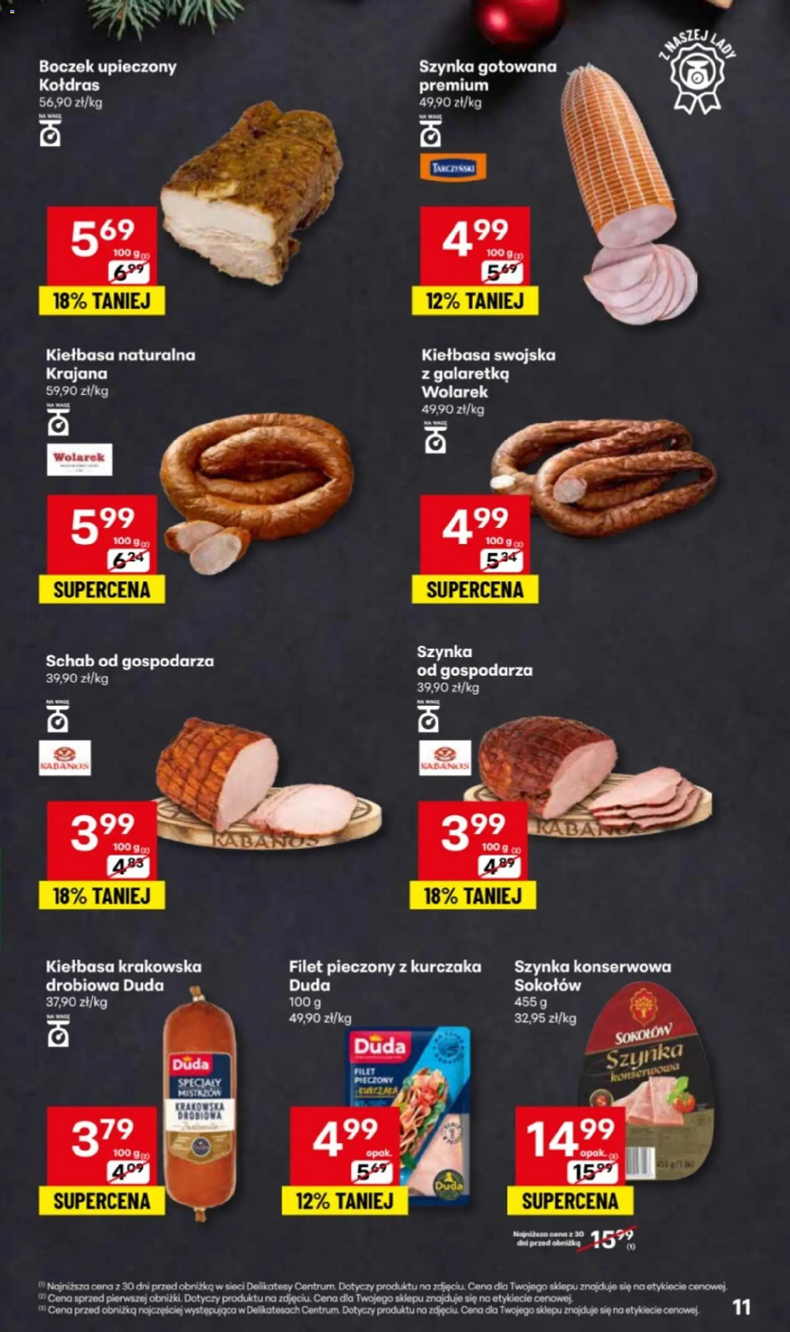 Delikatesy Centrum Gazetka - Przepisy na Bliskie Święta od 27.11.2025 | Strona: 11 | Produkty: Galaretka, Kiełbasa krakowska, Boczek, Szynka gotowana