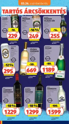 BERGKÖNIG PRÉMIUM VILÁGOS SÖR, 4,9% alkohol-tartalom, 0,33 l/üveg - amely érvényes a következő dátumtól: 26.03.2026 | Oldal: 16 | Termékek: Alkohol, Pezsgő, Sör, Vörösbor