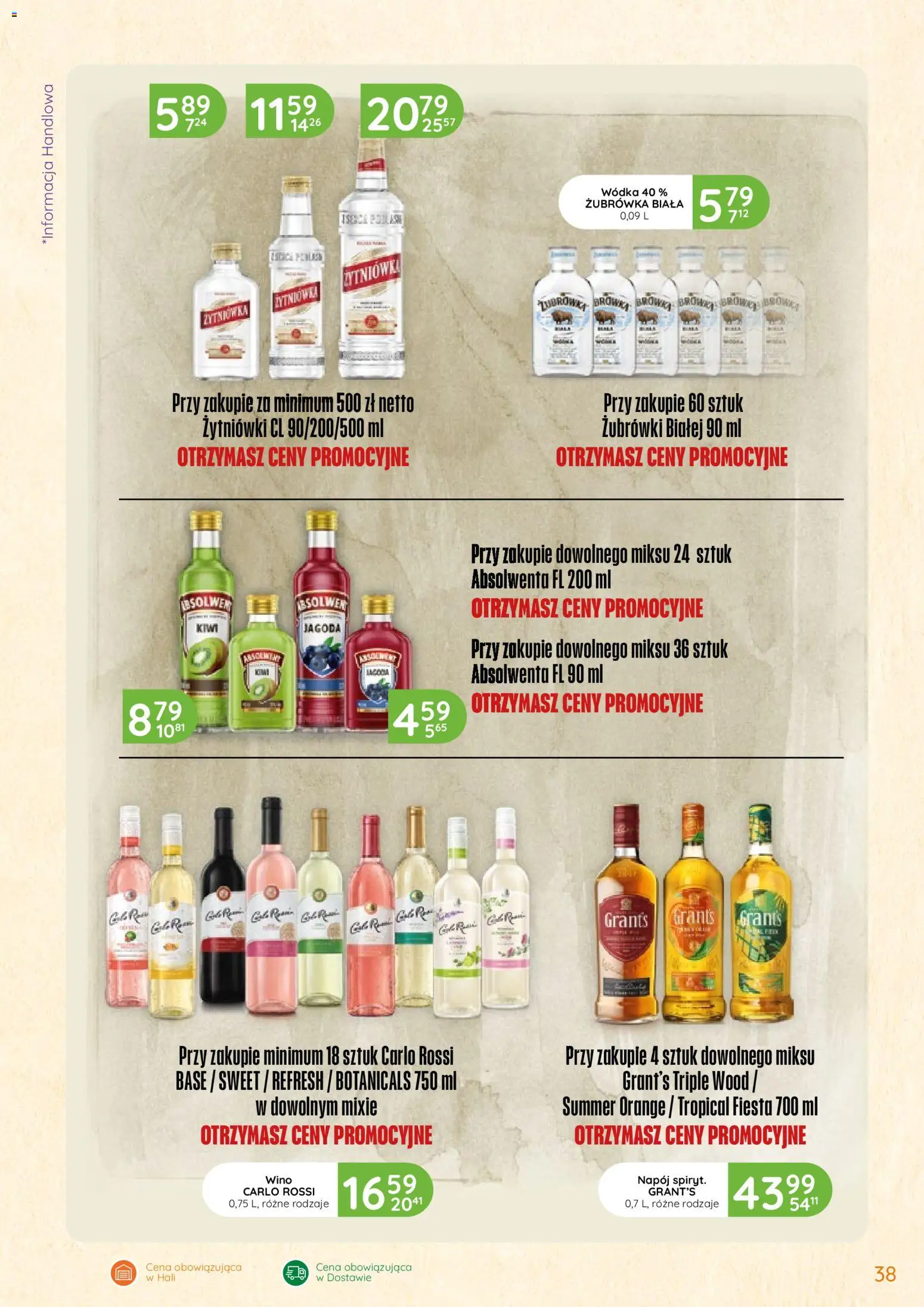 Eurocash Gazetka - Oferta Handlowa od 12.02.2026 | Strona: 38 | Produkty: Grant's, Żubrówka, Wino, Carlo Rossi