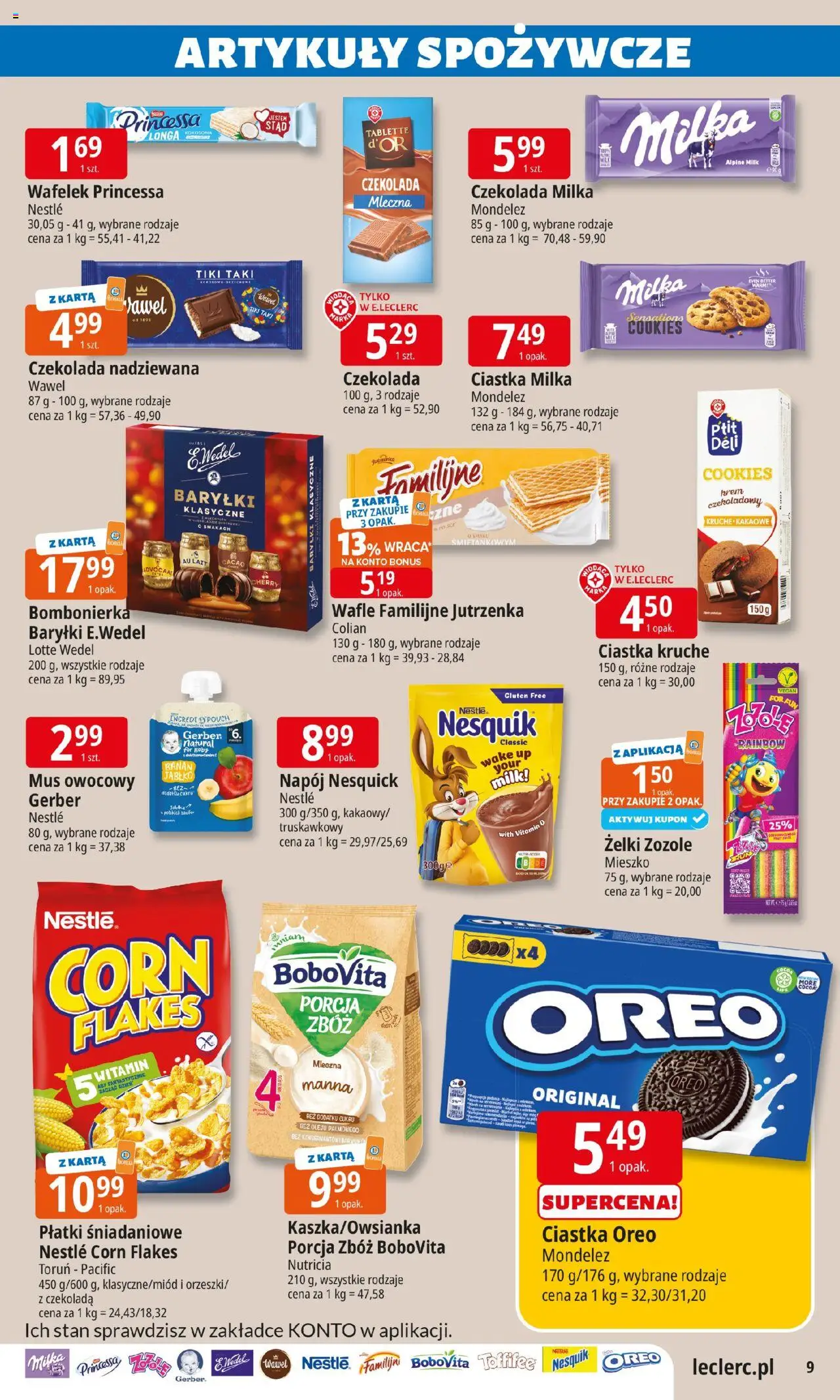 E.Leclerc Gazetka - Tychy od 05.08.2025 | Strona: 9 | Produkty: Bombonierka, Toffifee, Krem, Corn Flakes