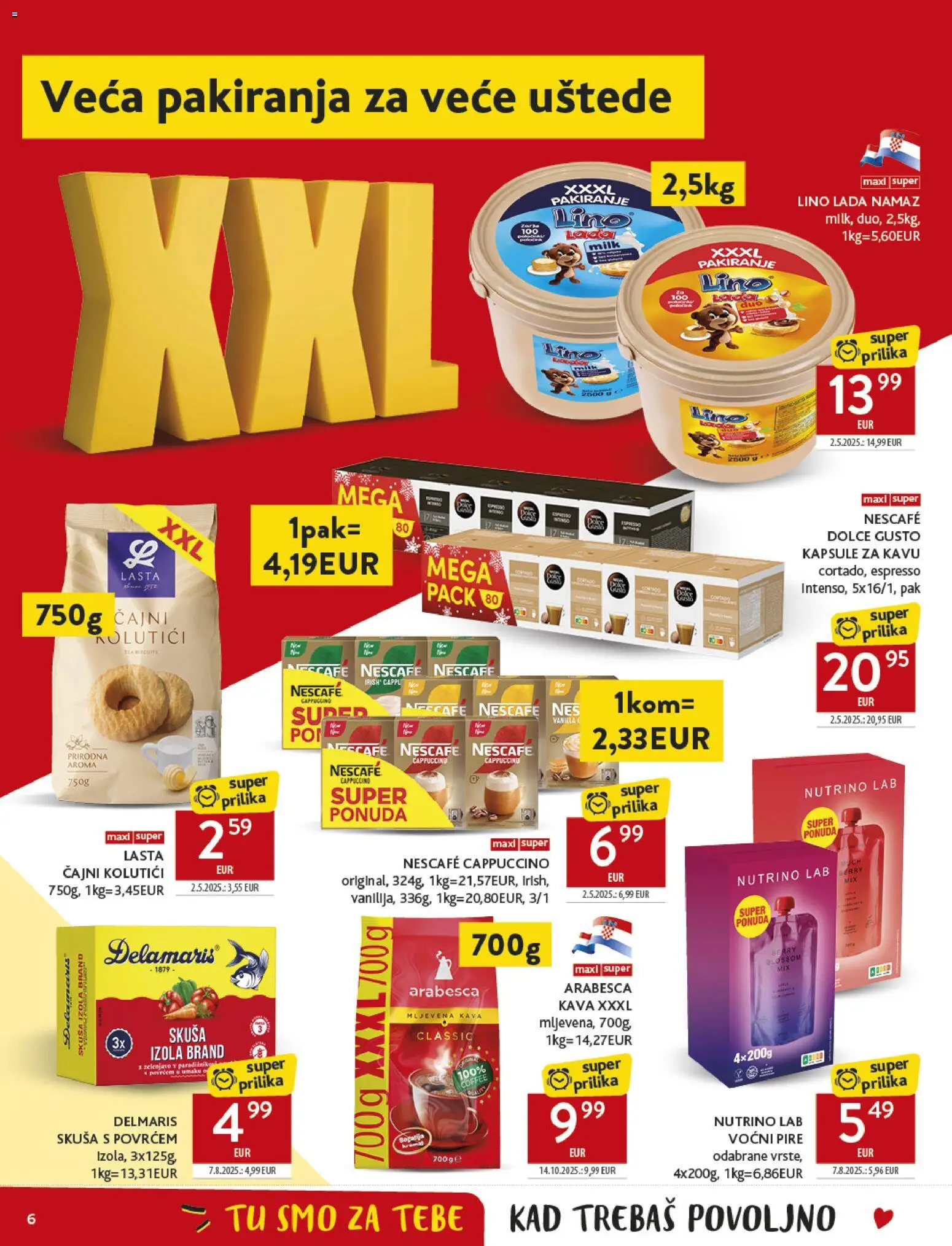 Konzum HR akciós ujság - amely érvényes a következő dátumtól: 29.10.2025 | Oldal: 6 | Termékek: Dolce Gusto, Nescafé, Cappuccino
