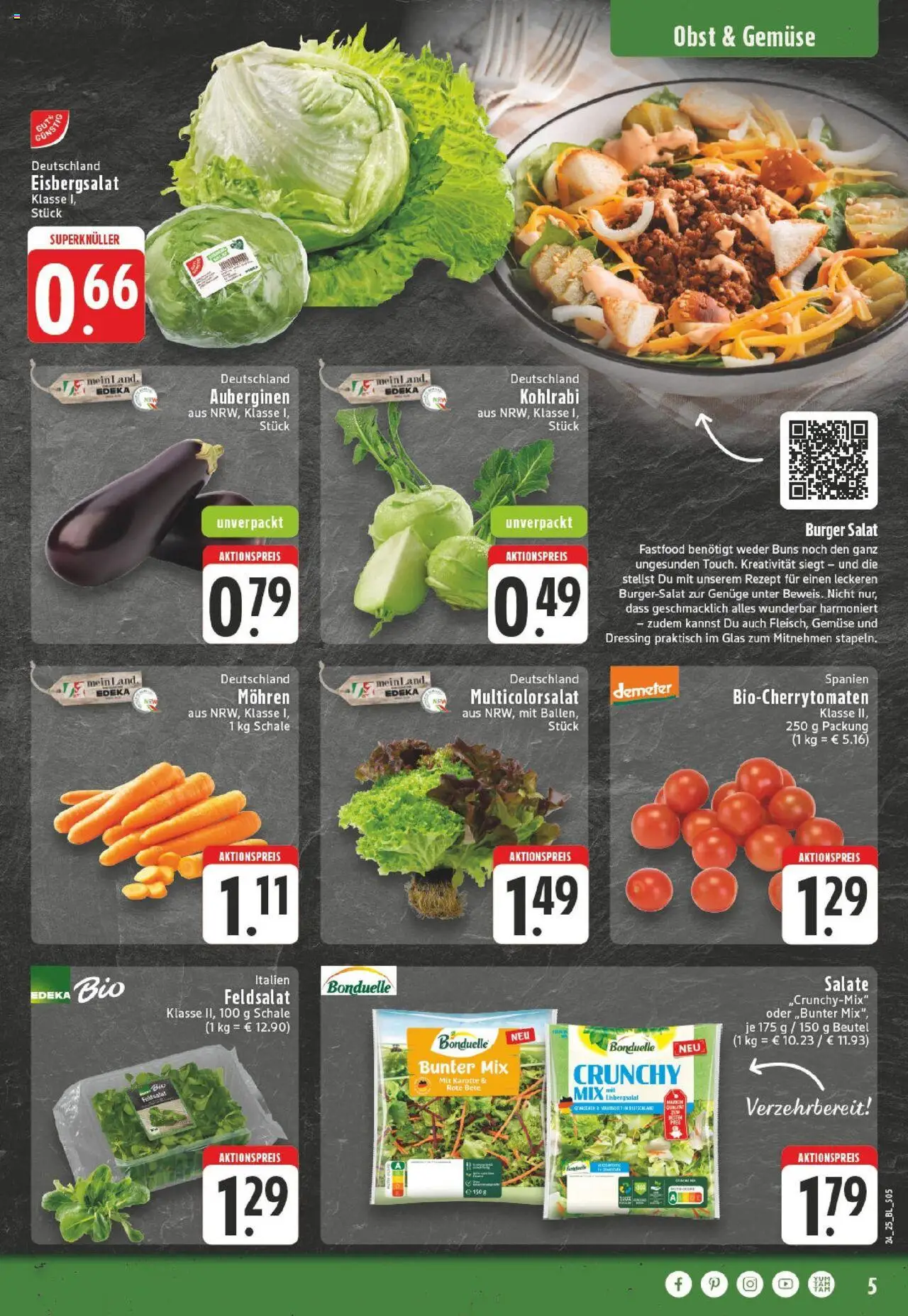 Edeka prospekt Schwerte - Holzen	 - gültig ab dem 08.06.2025 | Seite: 5 | Produkte: Kohlrabi, Burger, Eisbergsalat, Gemüse