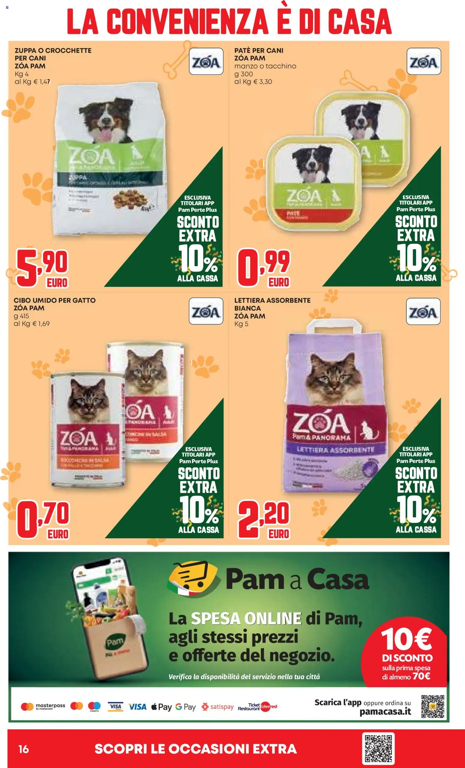 Volantino PAM del 06.11.2025 | Pagina: 16 | Prodotti: Paté, Manzo, Tacchino, Crocchette