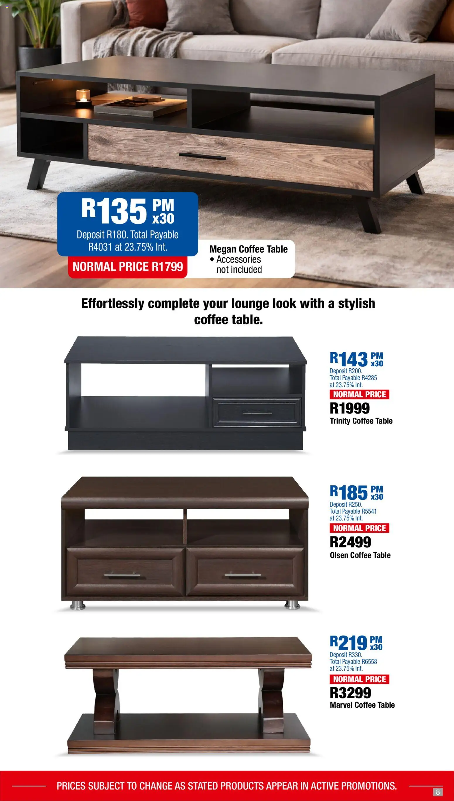 New OK Furniture catalogue – valid from 23.03.2026 | Page: 8 | Products: Coffee table, Table, Coffee