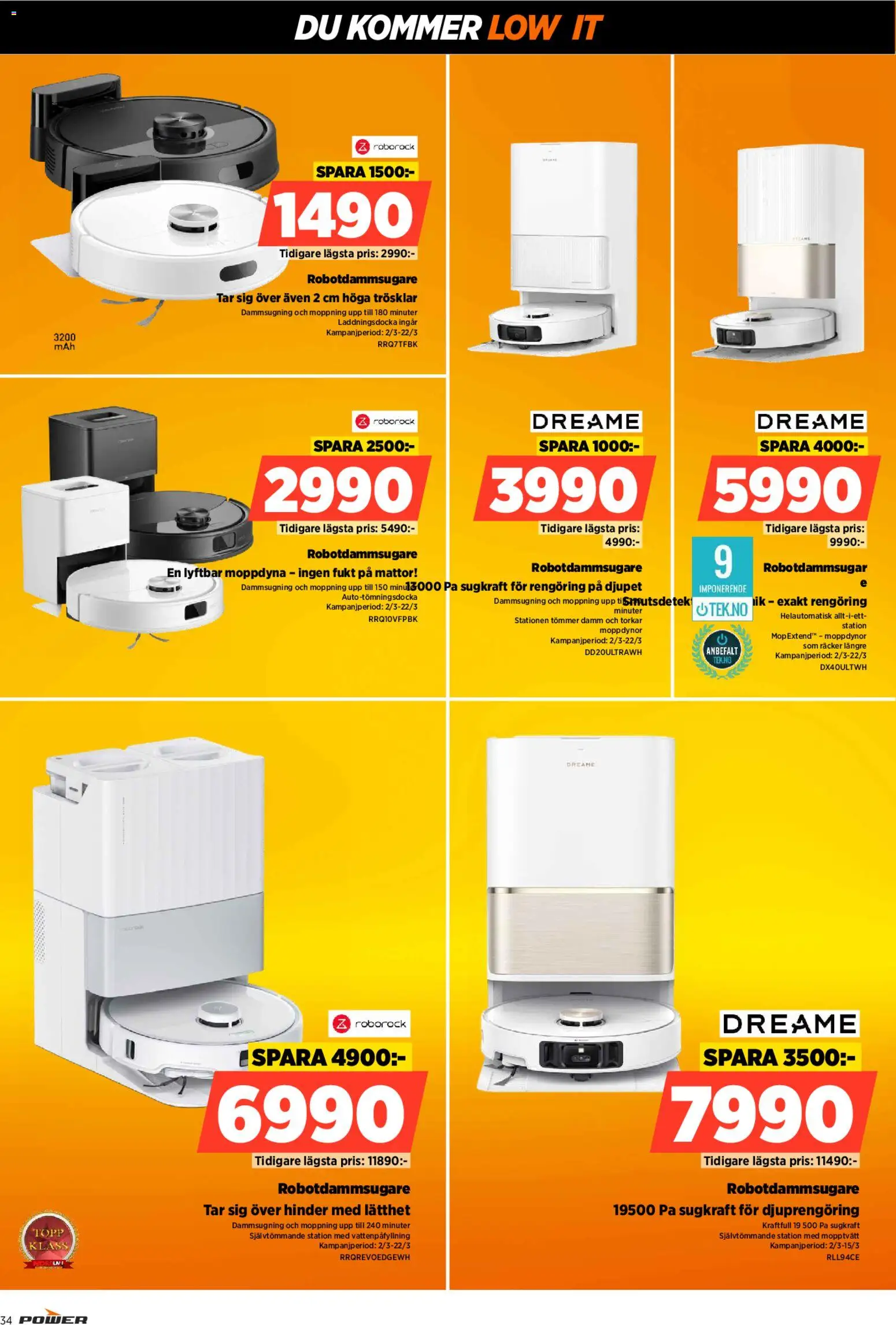 Power reklamblad aktuell från 02.03.2026 | Sida: 34 | Produkter: Topp, Robotdammsugare