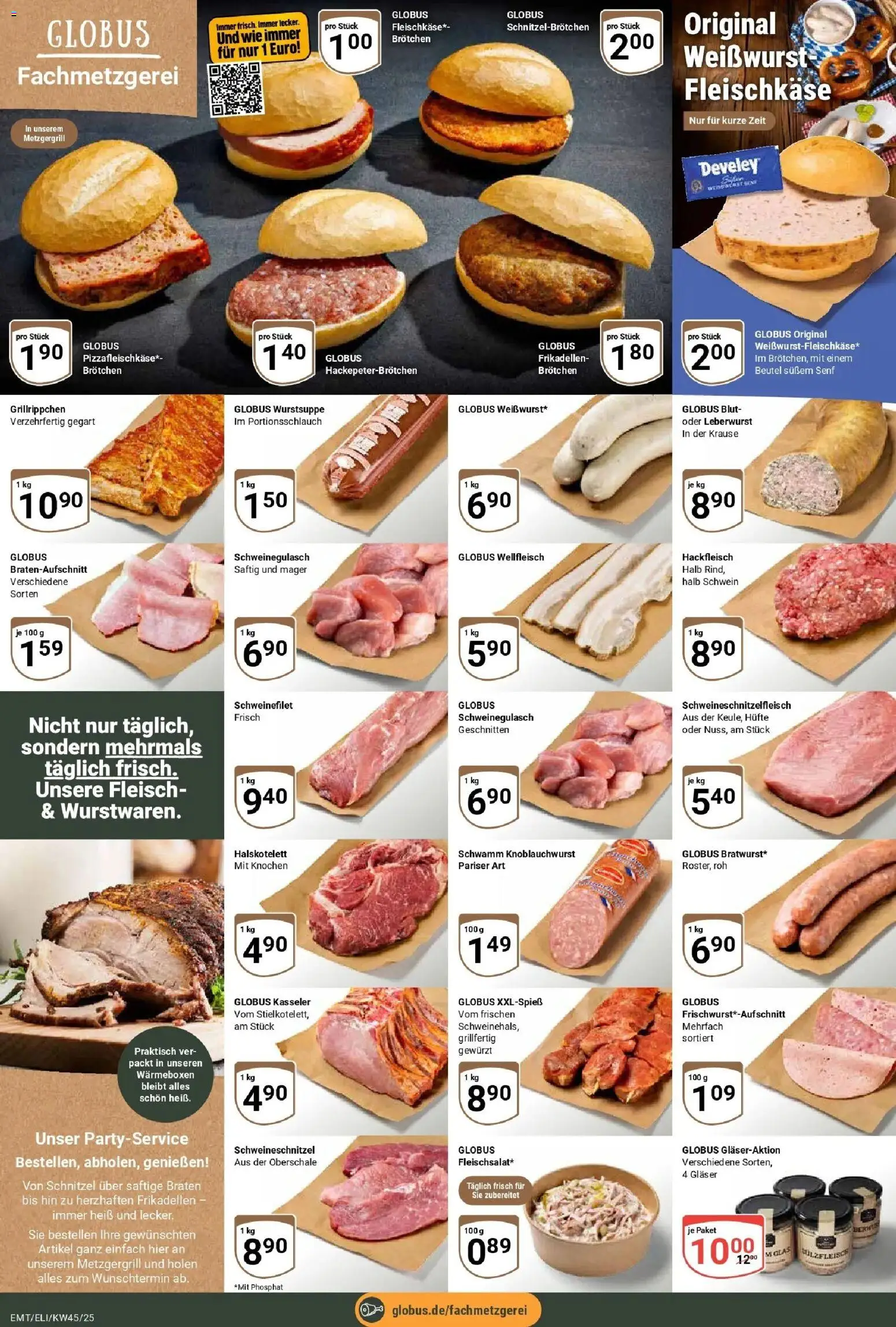 Globus prospekt Erfurt-Linderbach	 – gültig ab 02.11.2025 | Seite: 7 | Produkte: Schweinegulasch, Weißwurst, Schnitzel, Hackfleisch