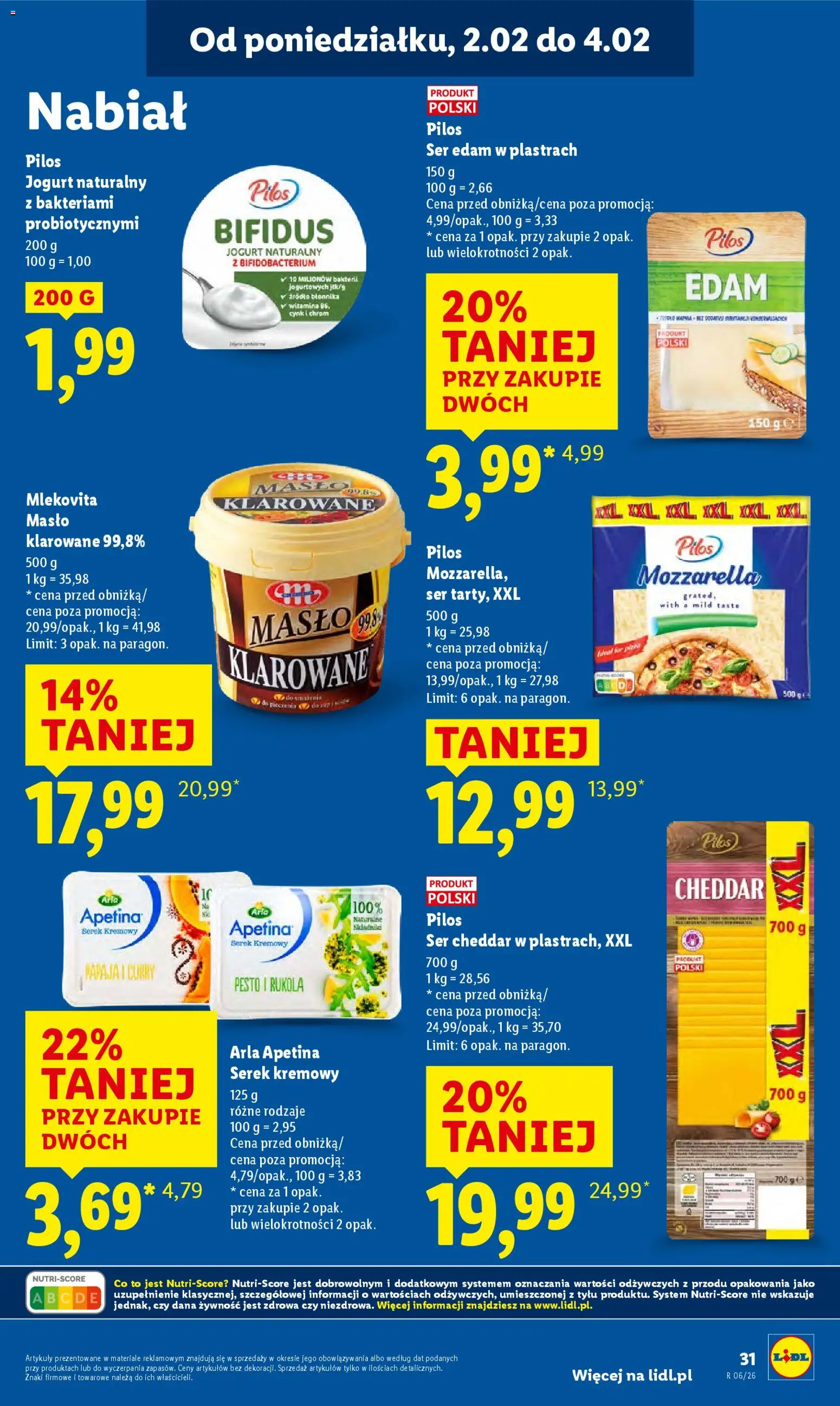 Lidl Gazetka od 02.02.2026 | Strona: 31 | Produkty: Masło klarowane, Curry, Serek, Cheddar