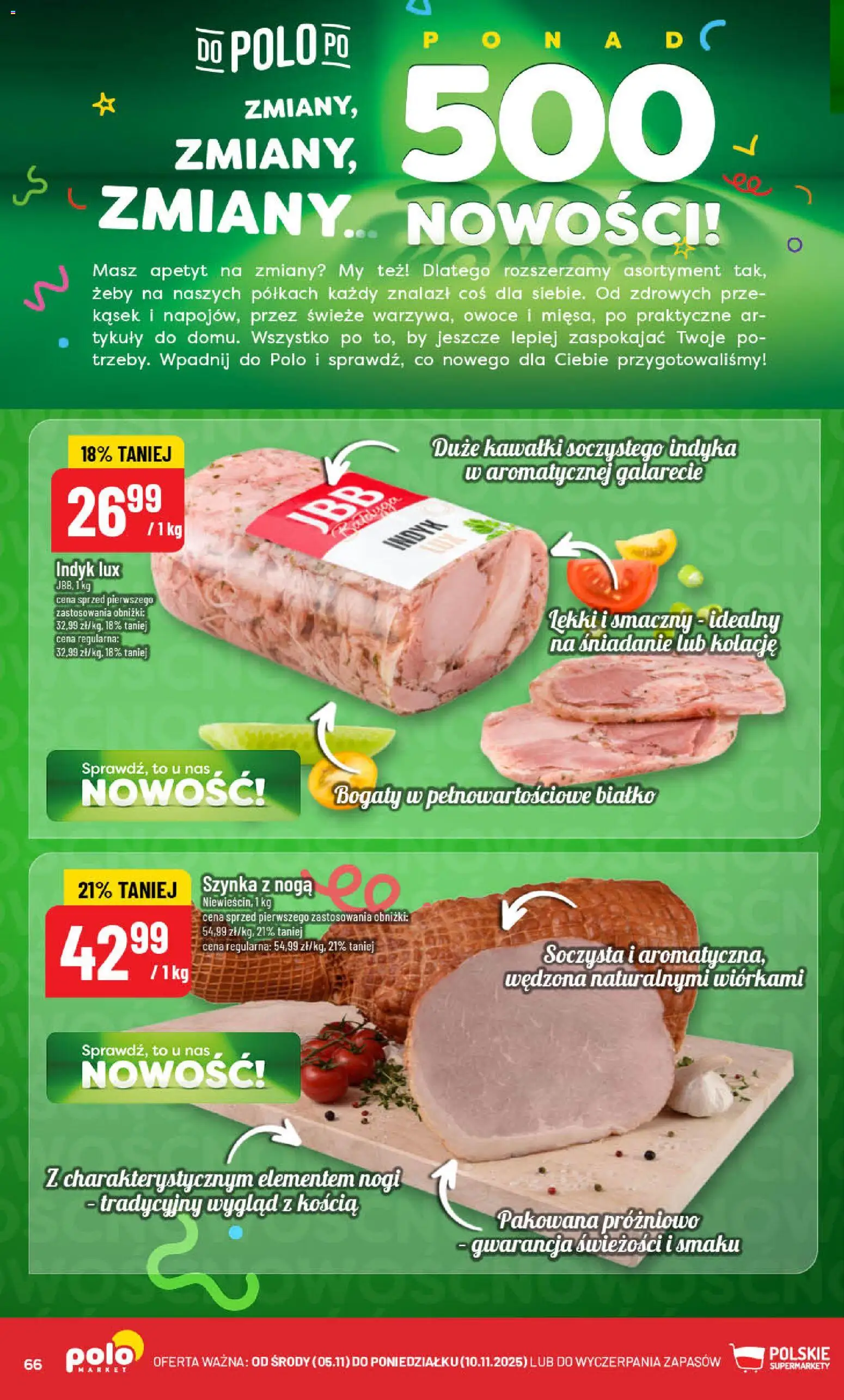 POLOmarket Gazetka od 05.11.2025 | Strona: 66 | Produkty: Szynka, Owoce