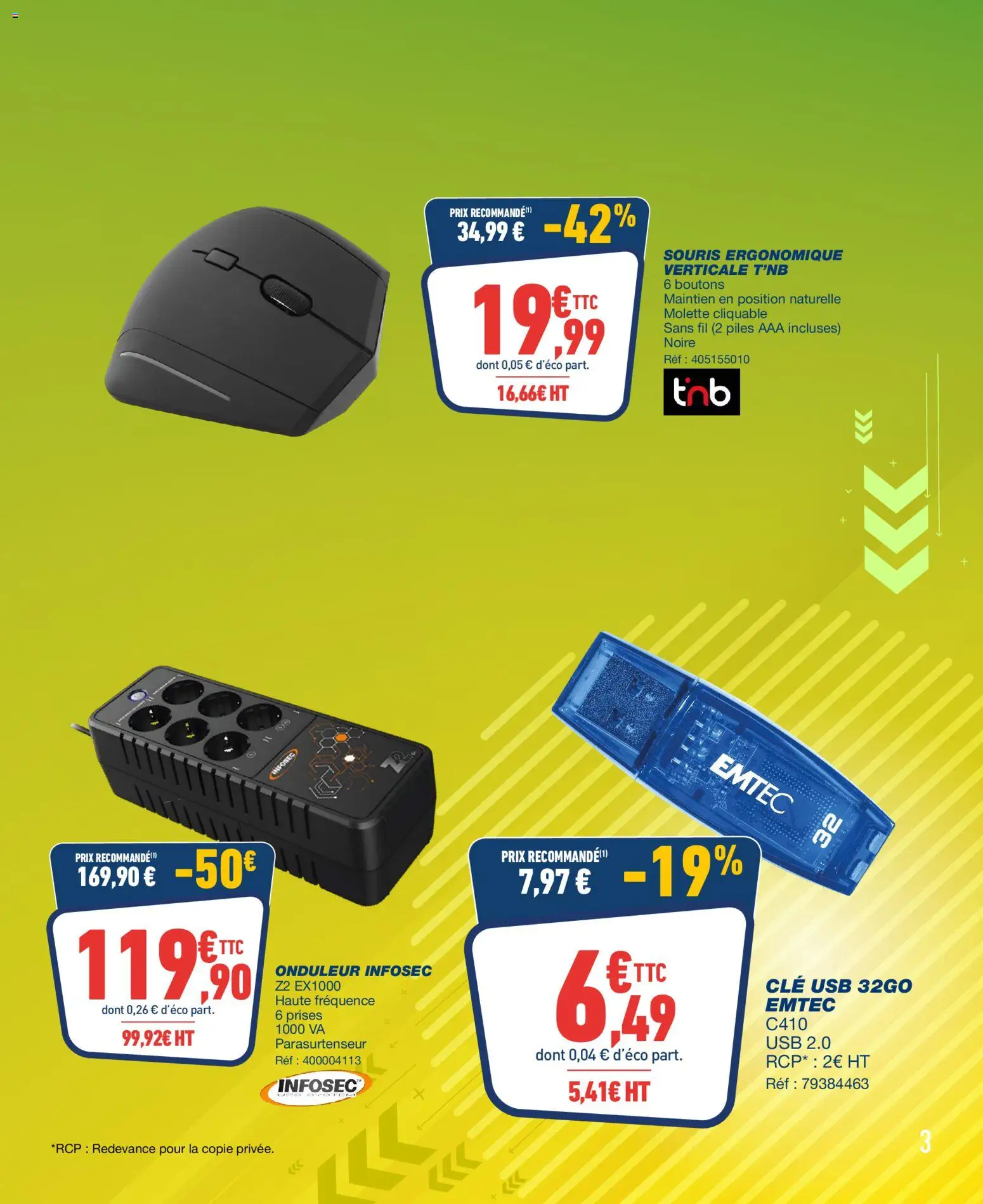 {H1} | Page: 3 | Produits: Souris, USB, Prises, clé USB