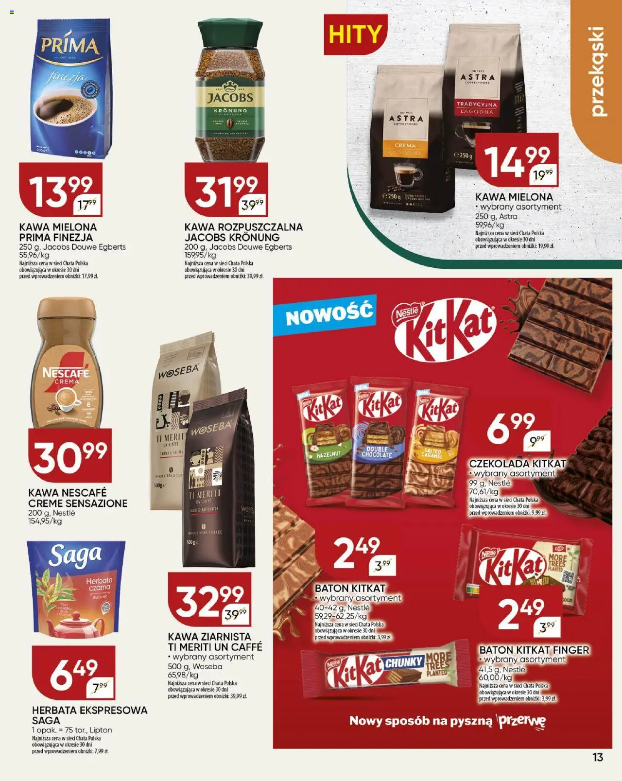 Chata Polska Gazetka od 09.10.2025 | Strona: 13 | Produkty: Nescafe, Kawa ziarnista, Baton, Czekolada